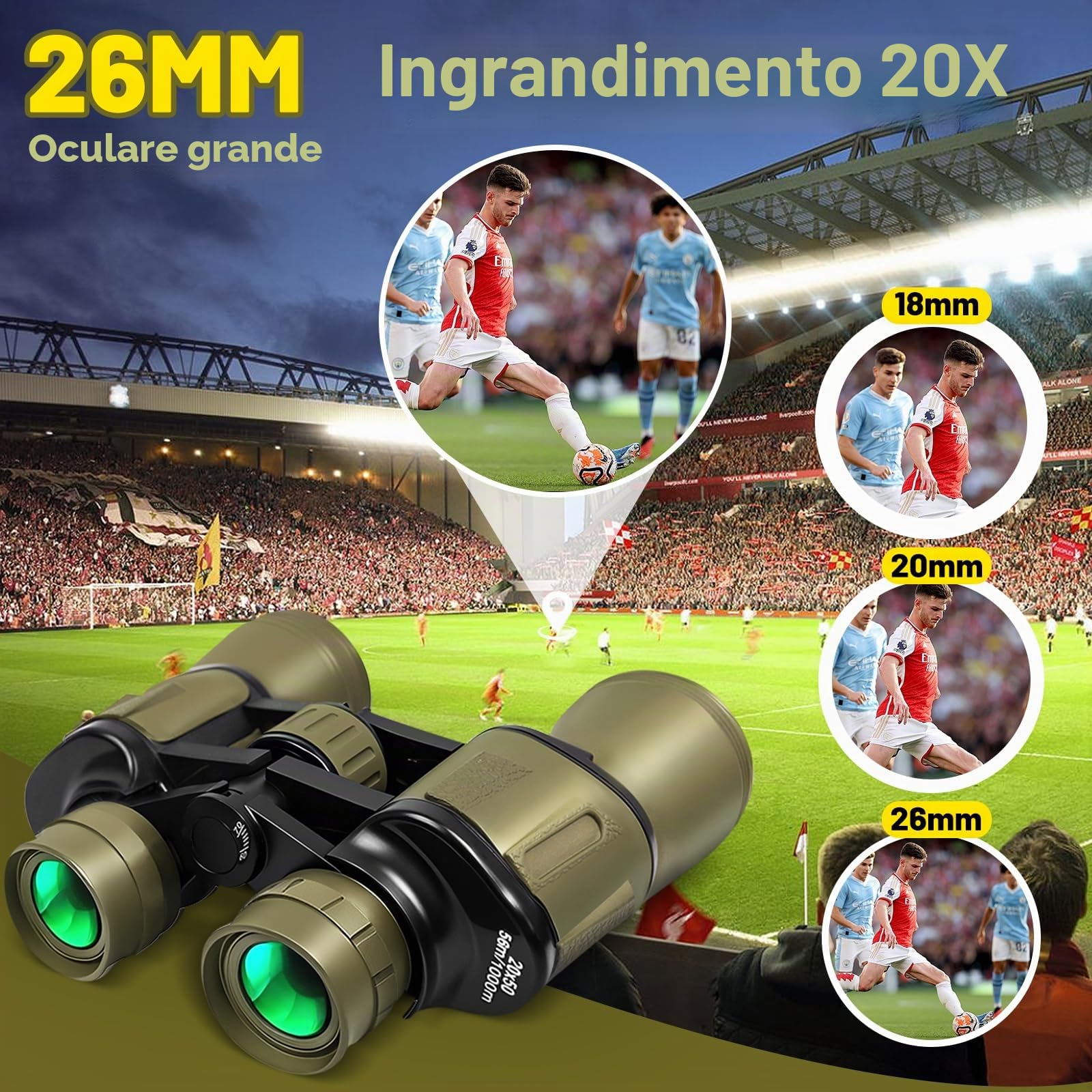 Binocolo 20x50 Con Prisma BAK4 E Adattatore Smartphone – Ideale Per Birdwatching E Concerti
