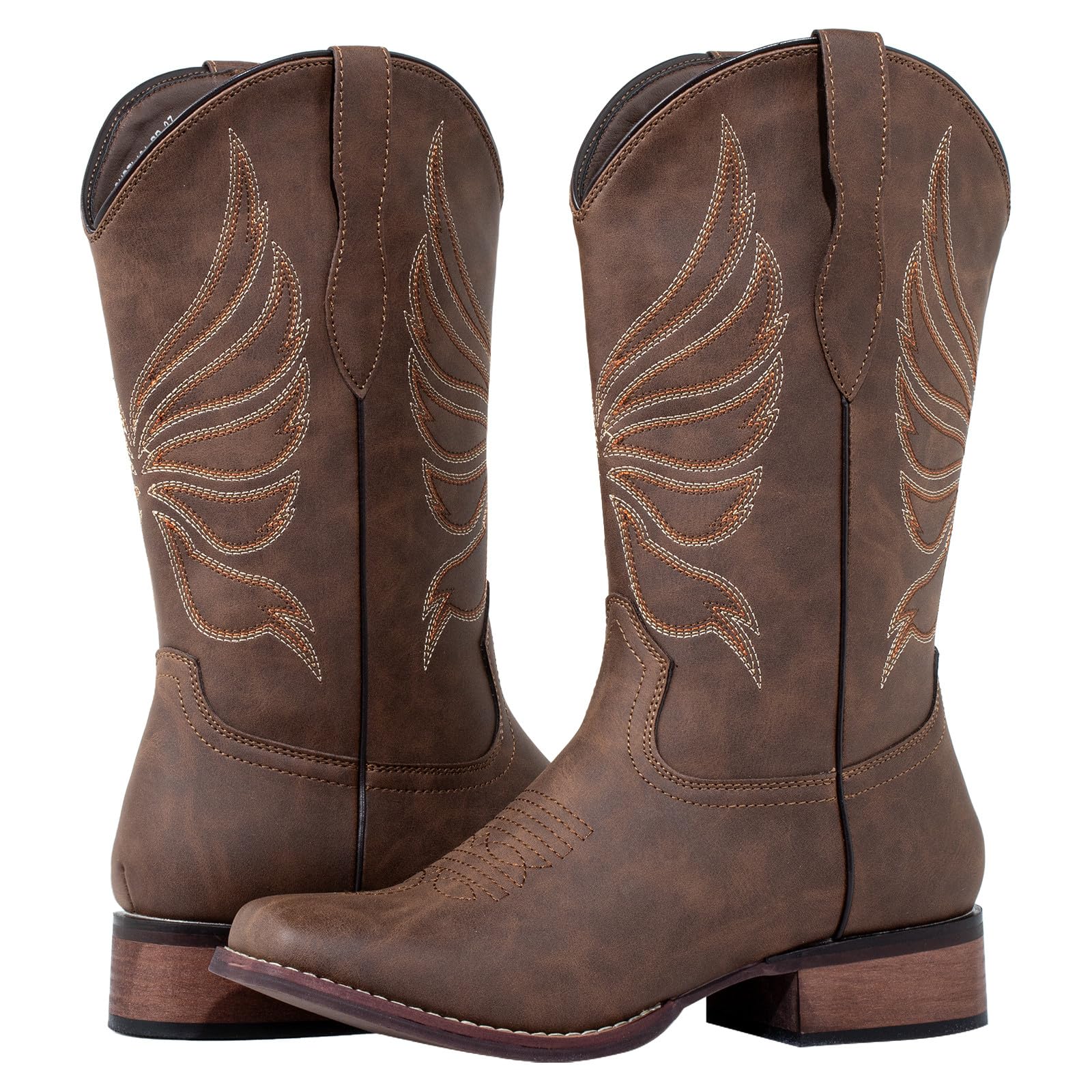 J's.o.l.e Cowboystiefel für Damen, quadratischer Zehenbereich, breite Wade, Cowgirl-Stiefel, modische Westernstiefel