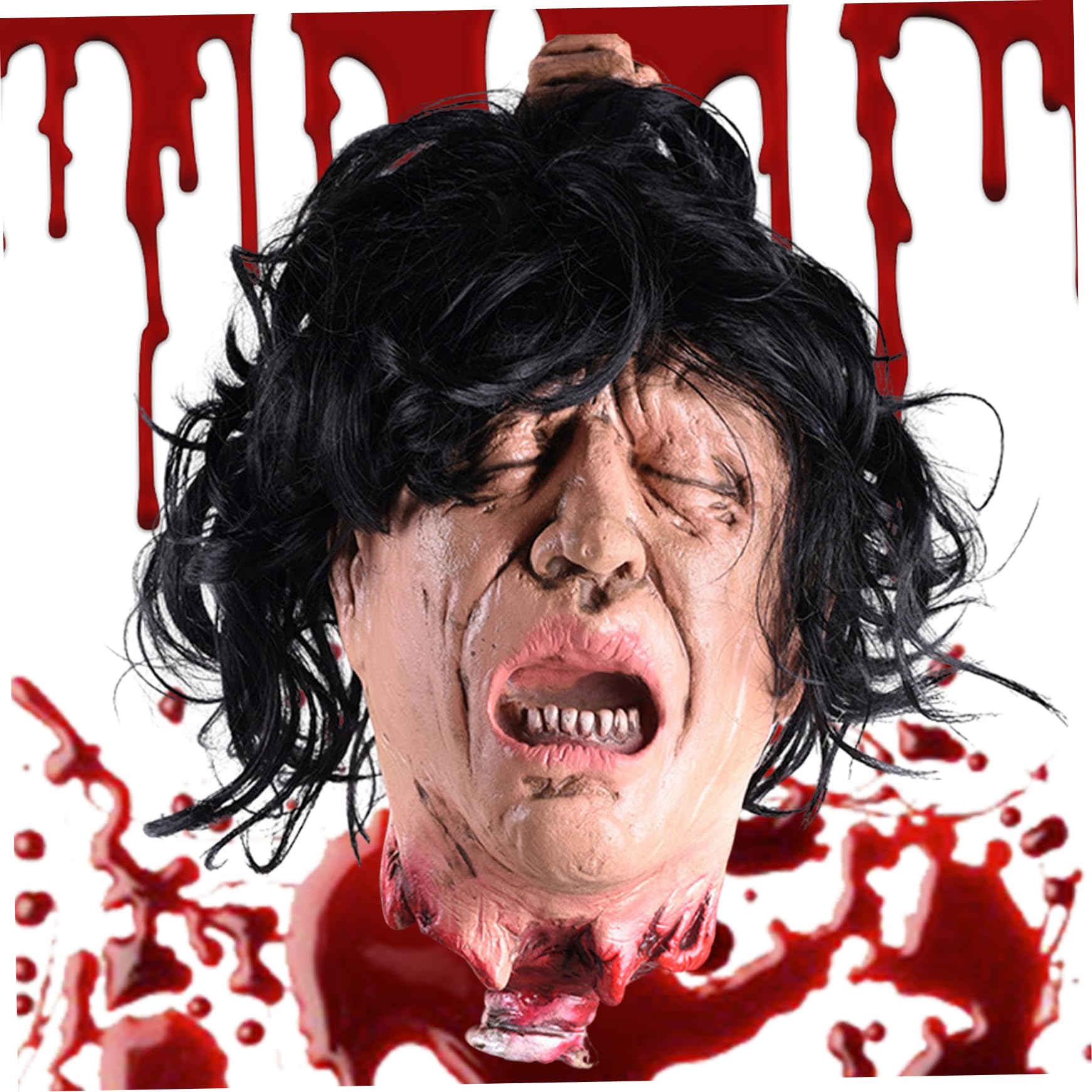 CNAFGBGG Severed Head Prop, Realistic Latex, Scary Halloween Decor, 10in.