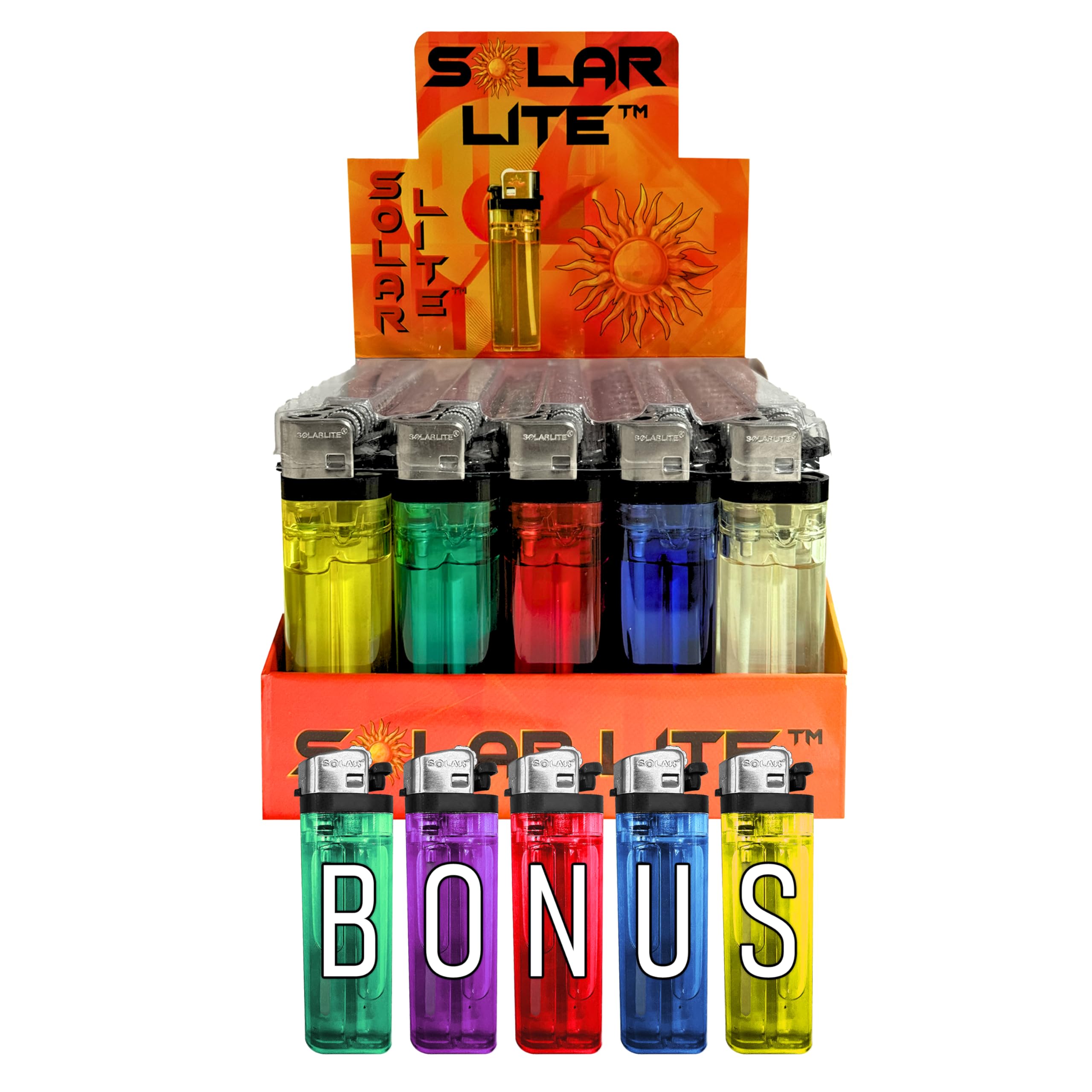 Amazon.com: Disposable Lighters (Pack of 50) | Solar Lite® | Bonus 5pk  Included