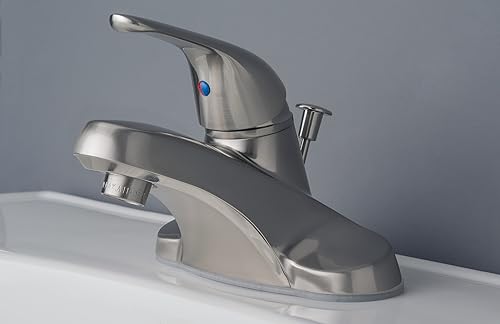 Miniatura 3 de Builders Shoppe 2040BN - Grifo de lavabo de un solo mango con drenaje emergente acabado de níquel cepillado