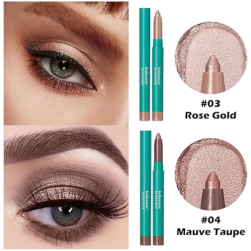 Miniatura 2 de DAGEDA Juego de 2 barras de sombra de ojos, sombra de ojos en barra suave en crema, iluminador de ojos brillante, sombra de ojos impermeable y