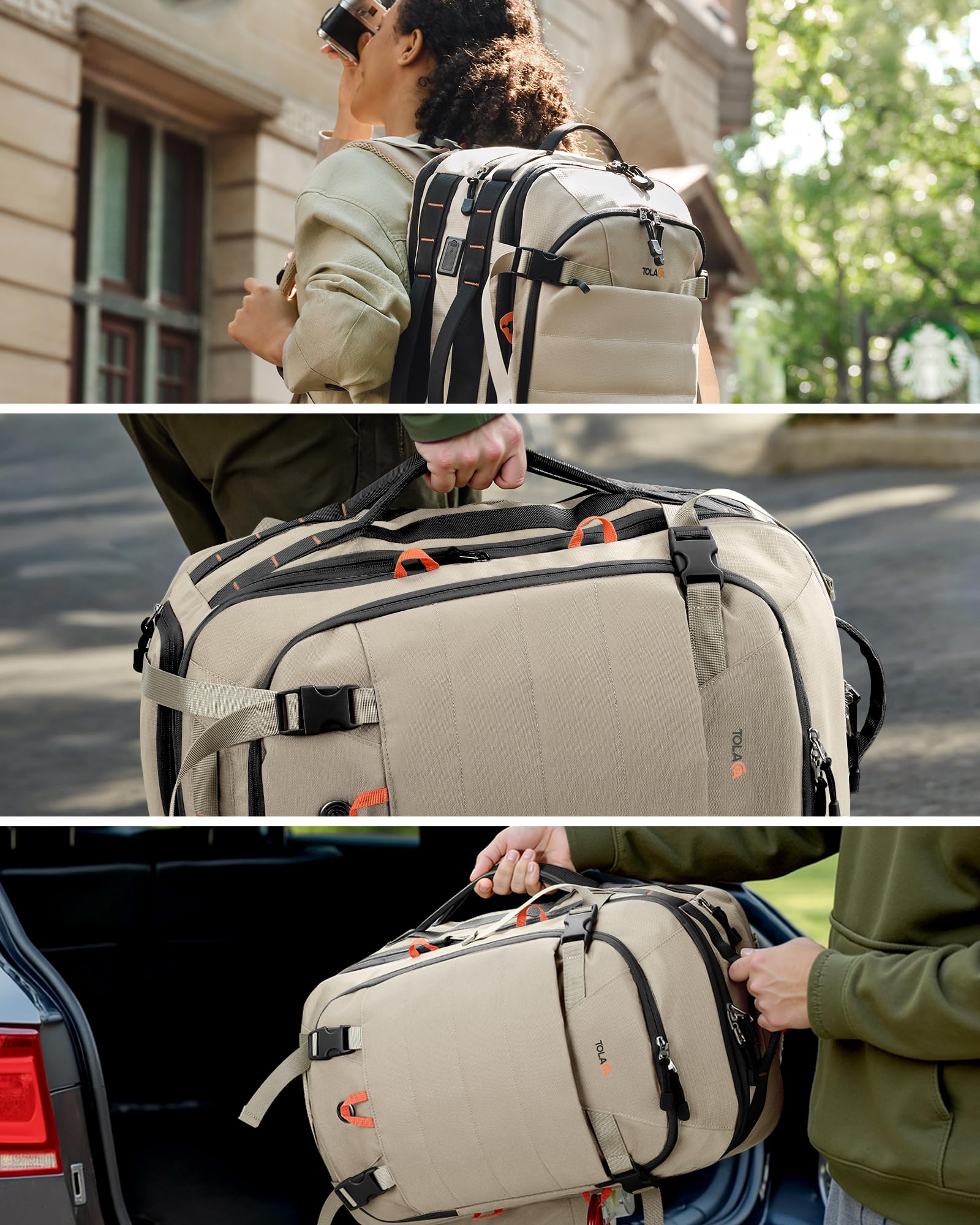 Tolaccea Carry on Travel Backpack, TSA Friendly Flight Approved Laptop Backpack Duffle Bag for Men Women with Dual Laptop Storage for 17.3