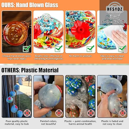 Miniatura 5 de Encantadoras campanillas de viento para colibríes para colgar al aire libre, a prueba de hormigas y abejas, único comedero de vidrio soplado a mano