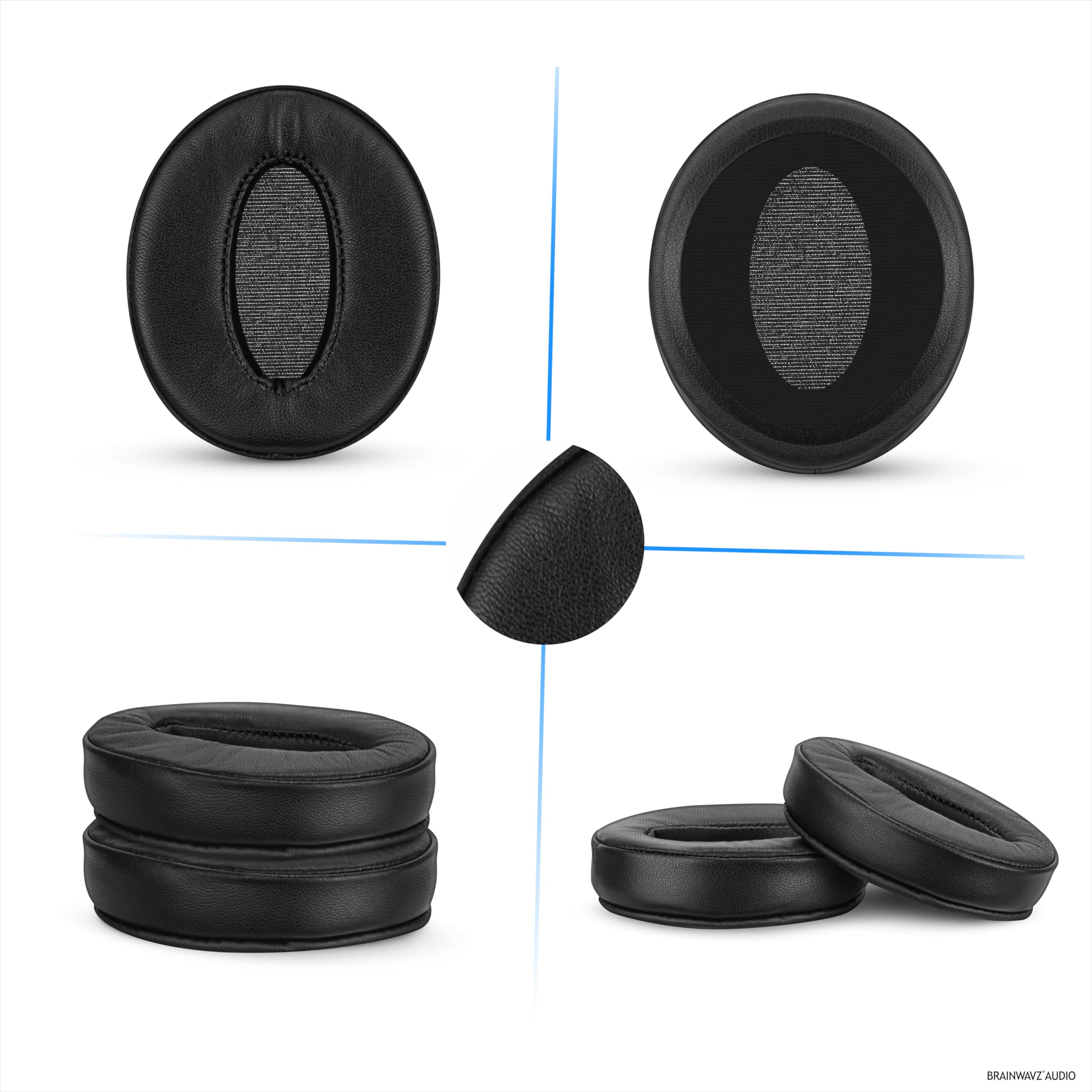 Brainwavz Ersatz-Ohrpolster für Sennheiser HD4.50BT HD4.50BTNC HD450BT HD4.50SE HD4.40BT HD4.30G HD4.20S HD458BT HD450 HD400S HD 350BT Weiches Echtleder + Memory-Schaum für zusätzlichen Komfort – von