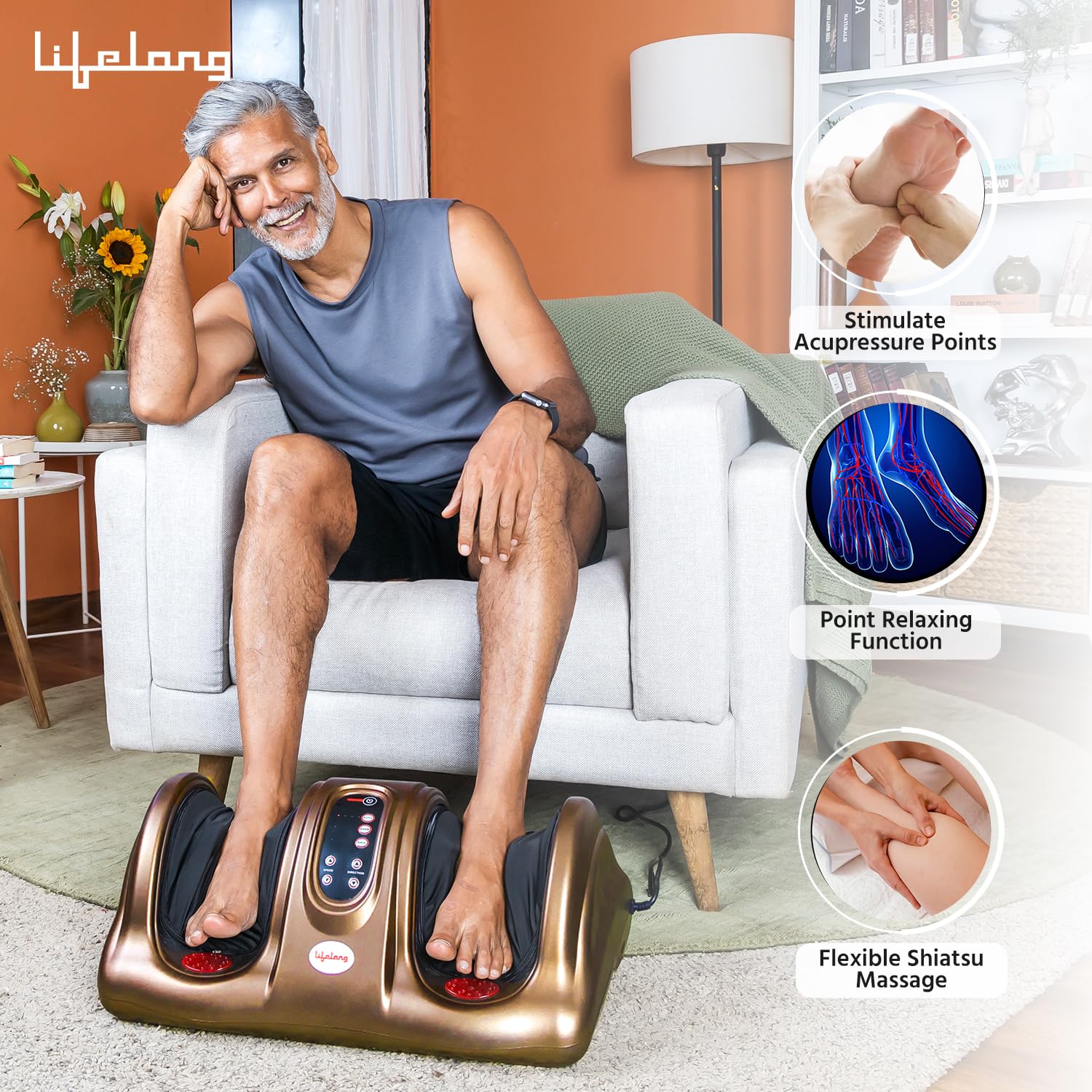 Lifelong Foot Massager Machine For Pain Relief With Heat & Kneading Function - Also Used As Leg Calf Massager - Corded Electric Foot Massage Machine For Home With Customizable Settings (LLM81), Brown Lifelong Foot Massager Machine For Pain Relief With Heat & Kneading Function - Also Used As Leg Calf Massager - Corded Electric Foot Massage Machine For Home With Customizable Settings (LLM81), Brown