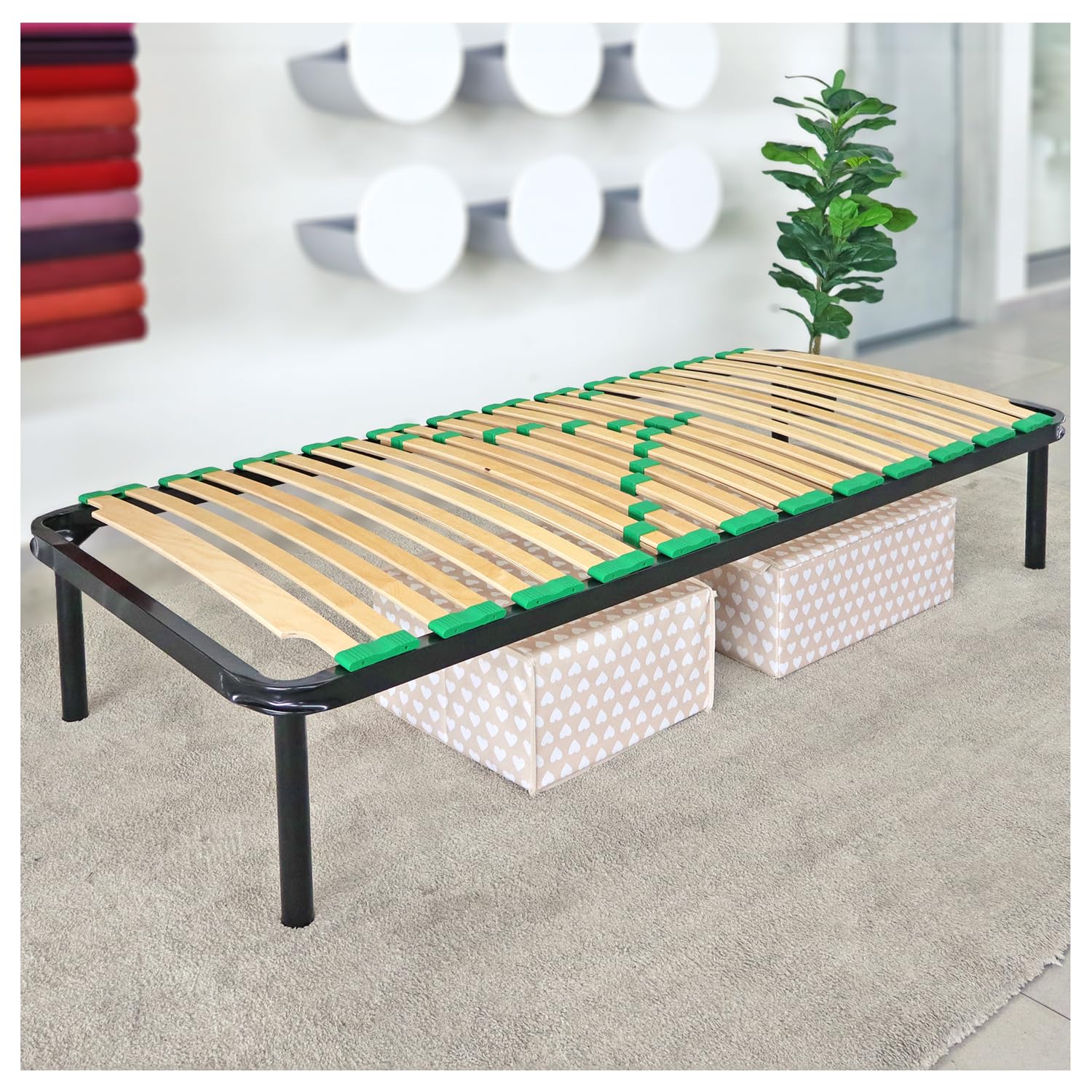 EVERGREENWEB Miglior Rete Letto Singolo 80x200 Alta 35 cm a 24 Doghe in Legno con Regolatori di Rigidità Ortopedica, Struttura Rinforzata in Ferro, Base da Incasso per Letto + Kit 4 Piedi Smontabili