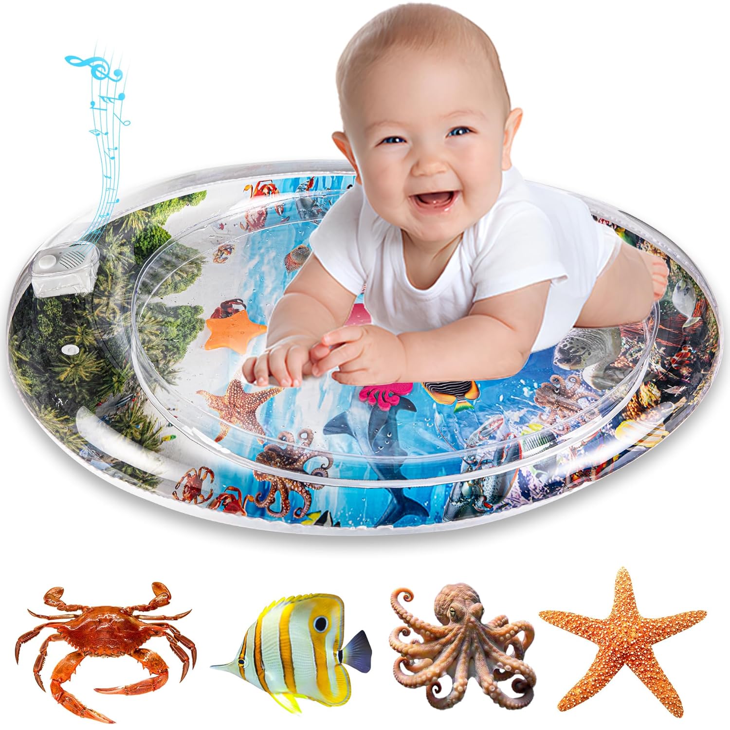 Tummy Time Water Mat for Baby, Inflatable Toys Water Mat for Babies 3 to 36 Months, Perfect Fun Time Play Activity for Baby’s Growth, Portable Mat, Floor Play & Leakproof
