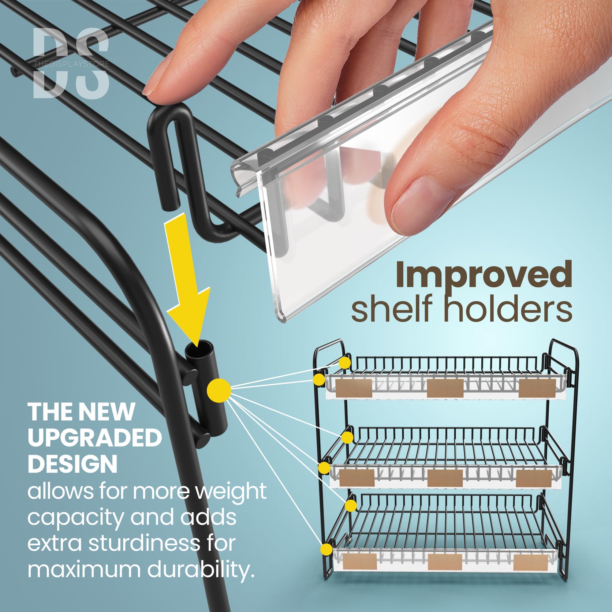 Black 3 Tier Candy Display Rack, Chip Display Rack, Snack Stand, Snack Display with Snack Clips, Snack Rack for Countertop, Chip Rack Display Stand, Concession Stand Supplies