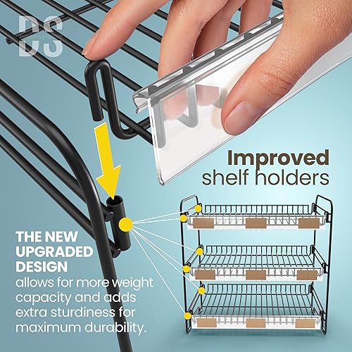 Miniatura 8 de Estante de exhibición negro de 3 niveles para caramelos exhibición de chips para vendedores de aperitivos, camiones de comida, puestos de concesión