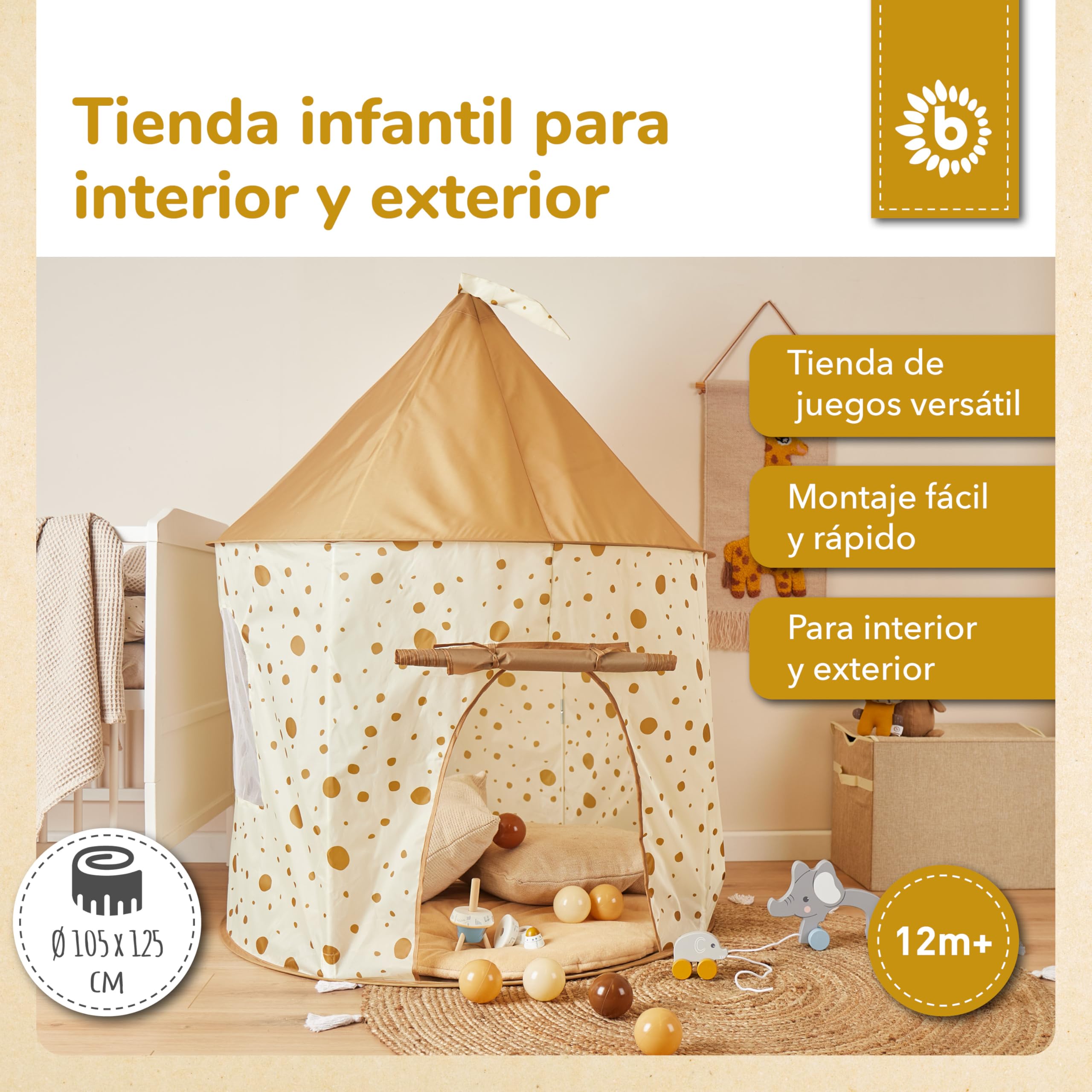 Bieco Tienda Infantil para Interior Pop Up Dots | Princesa | Tienda de campaña para niños | Tienda de campaña para niñas | Princess Tent | Piscina de Bolas | Tienda Infantil para niñas