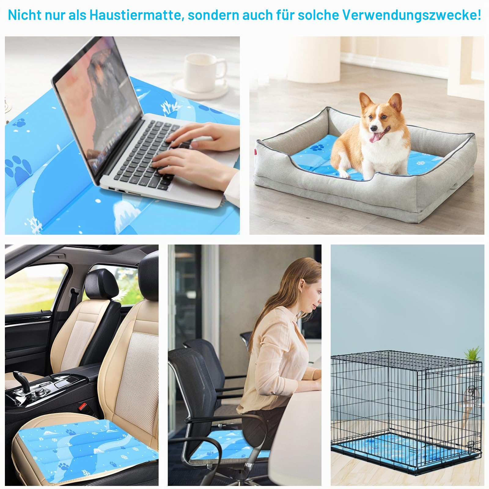 Kühlmatte für Hunde Katze, Selbstkühlend Kratzfest Kuhlmatte Groß mit Ungiftigem Gel, langlebige Tierkühlmatte für den Sommer