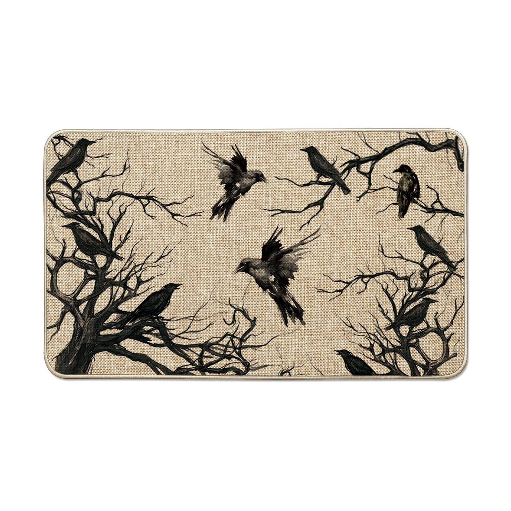Artoid Mode Crows Tree Branches Halloween Doormat, Home Decor Low-Profile Switch Rug Door Mat Floor Mat for Indoor Outdoor 17x29 Inch