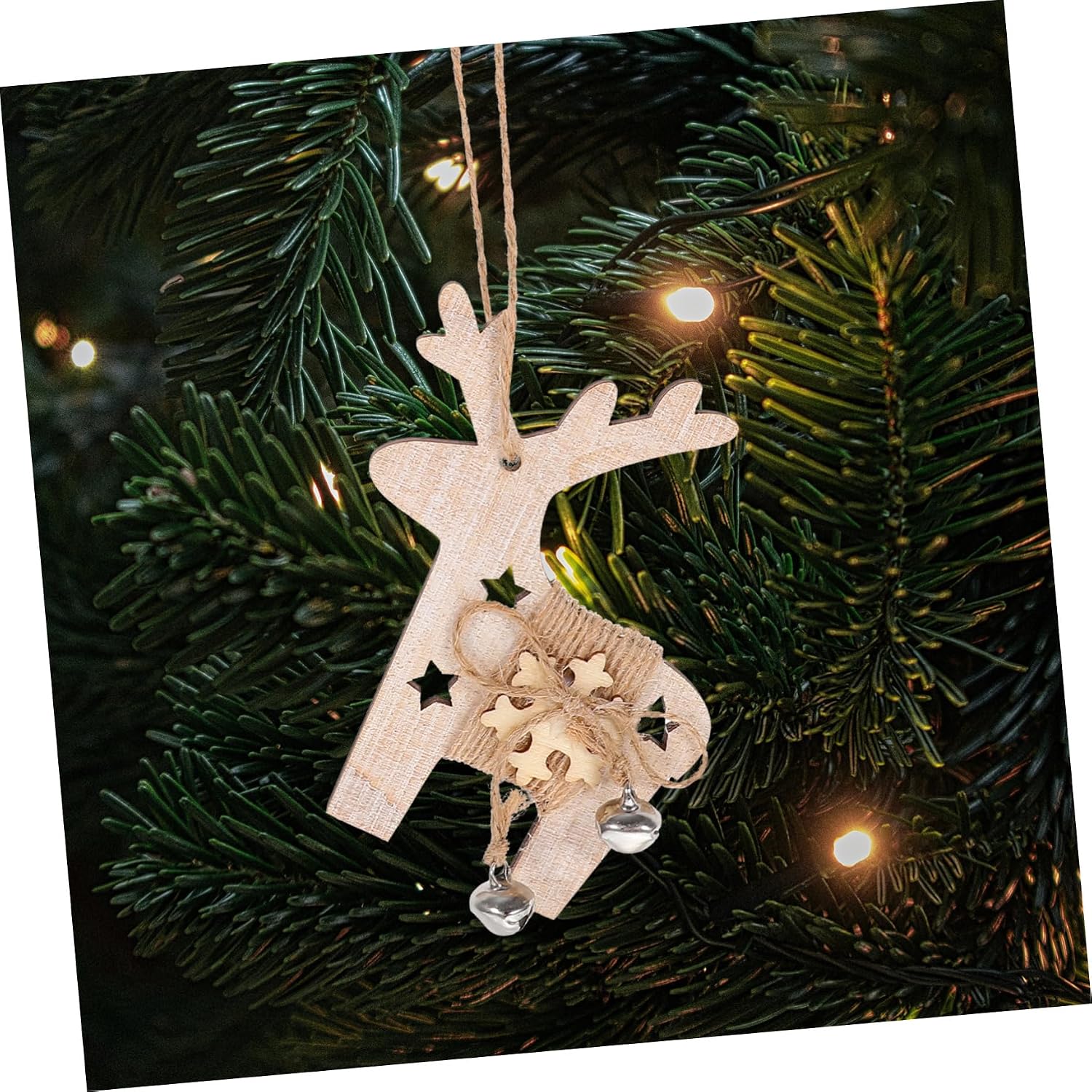 6pcs Christmas Tree Pendants Wood Hanging Ornament for Xmas