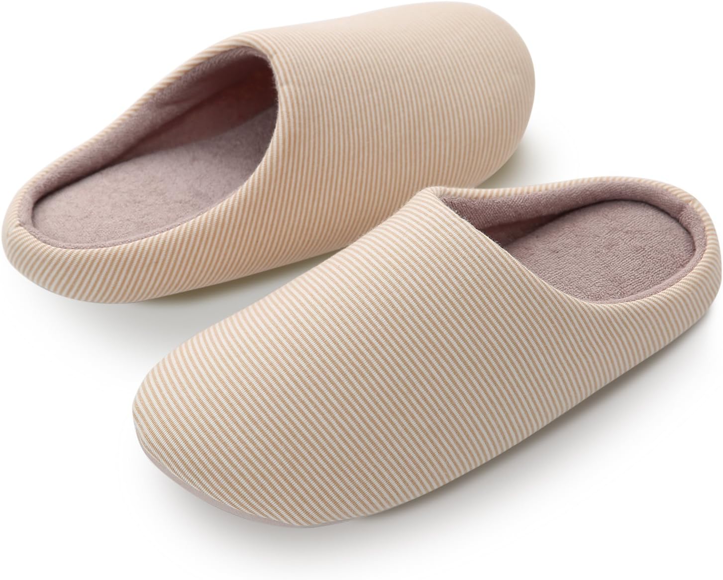 Women's Slippers Washable Closed Toe Ultra Lightweight Cotton Indoor Slipper, M, Beige