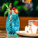 Coupe d'ananas - Verres Tiki pour cocktails - Pina Colada Verres à boire d'ouragan pour Bar Decor Ensemble de 6 - Boisson mixte extérieur Thé glacé Verre Hawaii Barware tropical 17 Oz