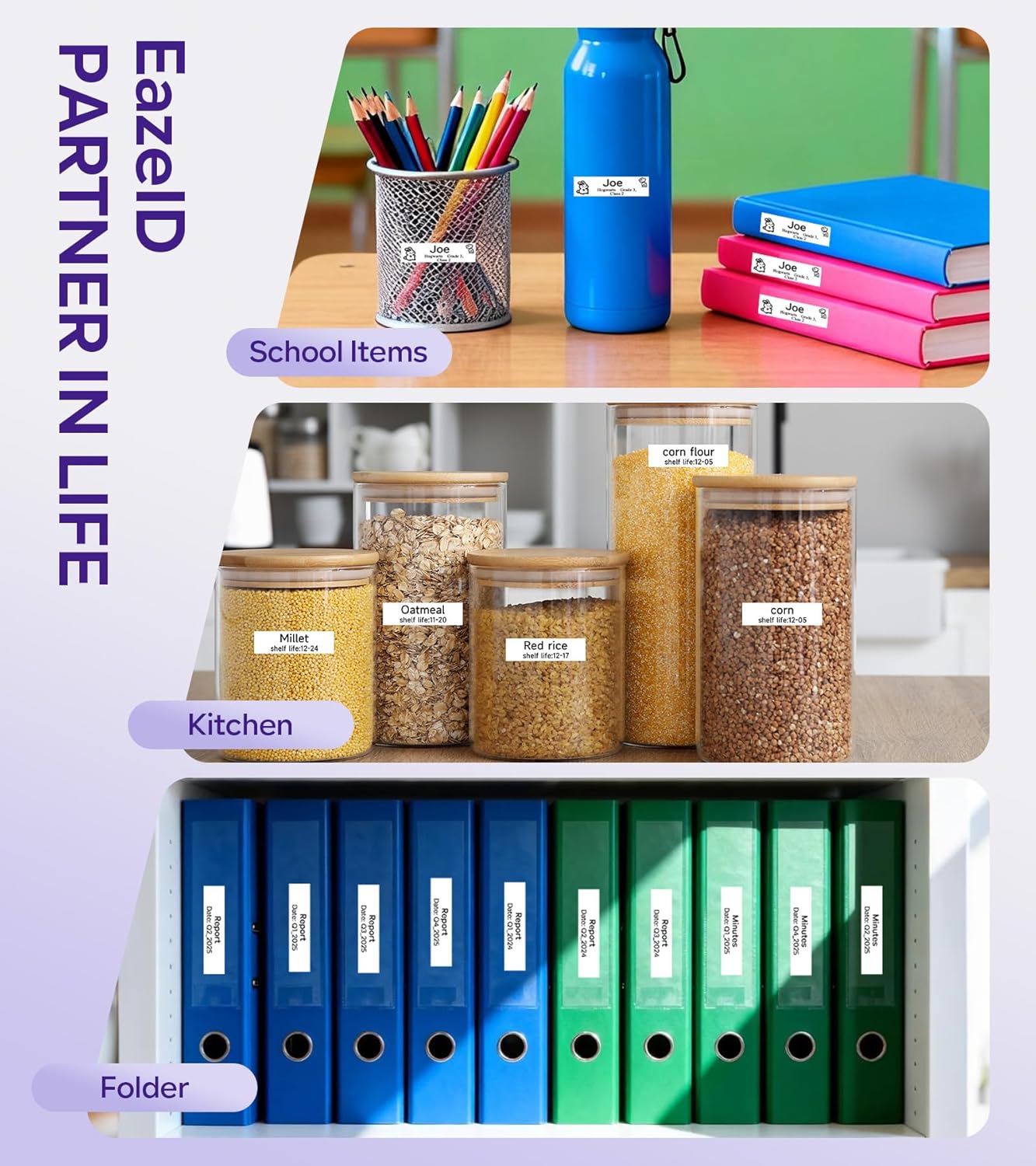 Label Maker Machine with Tapes, Label Maker Waterproof-Labels, Portable D210S Labeler Machine with Tapes 4PK Bundle 12mm 0.47 Laminated White, Wireless Labeling Machine for Jars Bottle School Supplies