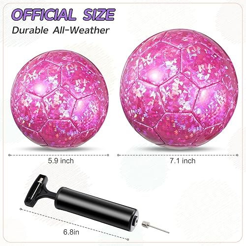 Miniatura 2 de Deekin 2 pelotas de fútbol de interior para niños, tamaño 2, tamaño 3, con bomba de inflador, regalo deportivo para entrenamiento y práctica