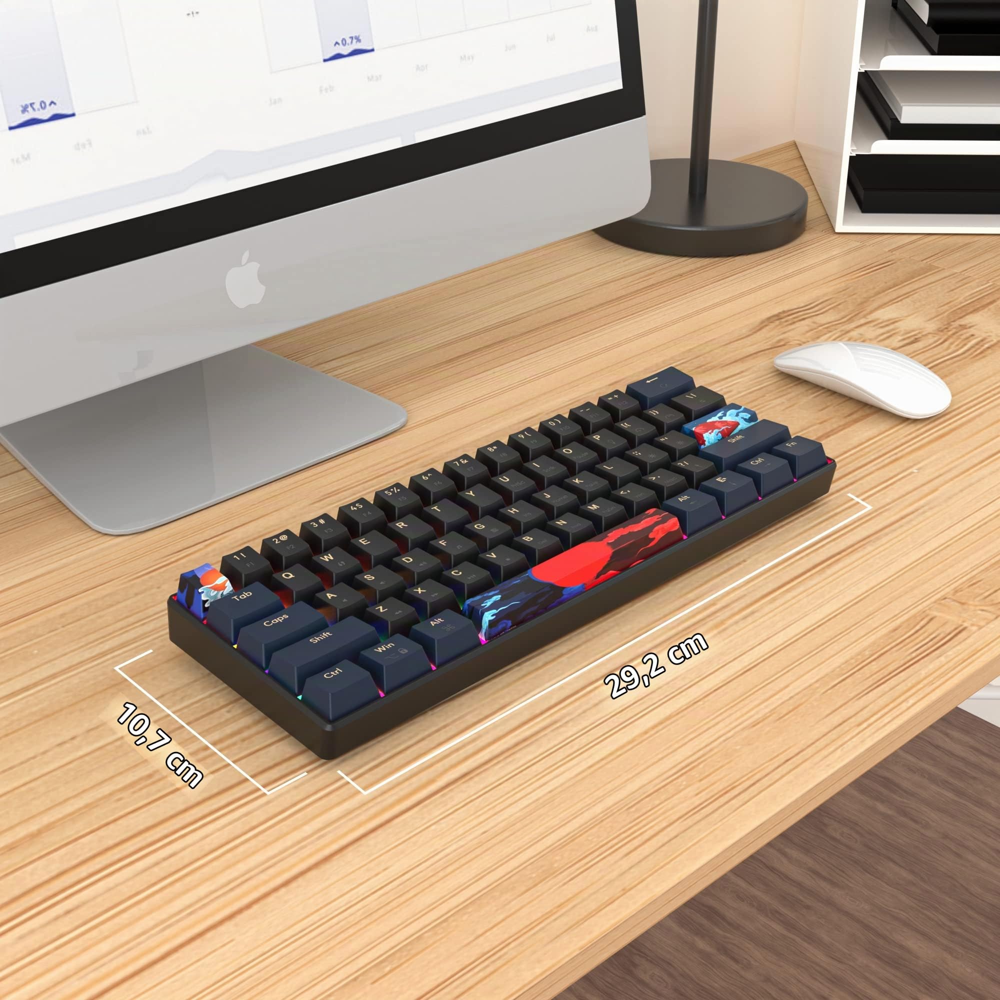 SOLIDEE 60% Teclado mecánico para Juegos,61 Teclas con Interruptor Rojo,Teclado mecánico con Cable con retroiluminación LED,Teclado ergonómico Compacto,para PS5/PS4/Xbox(61 Blue Samurai(B))