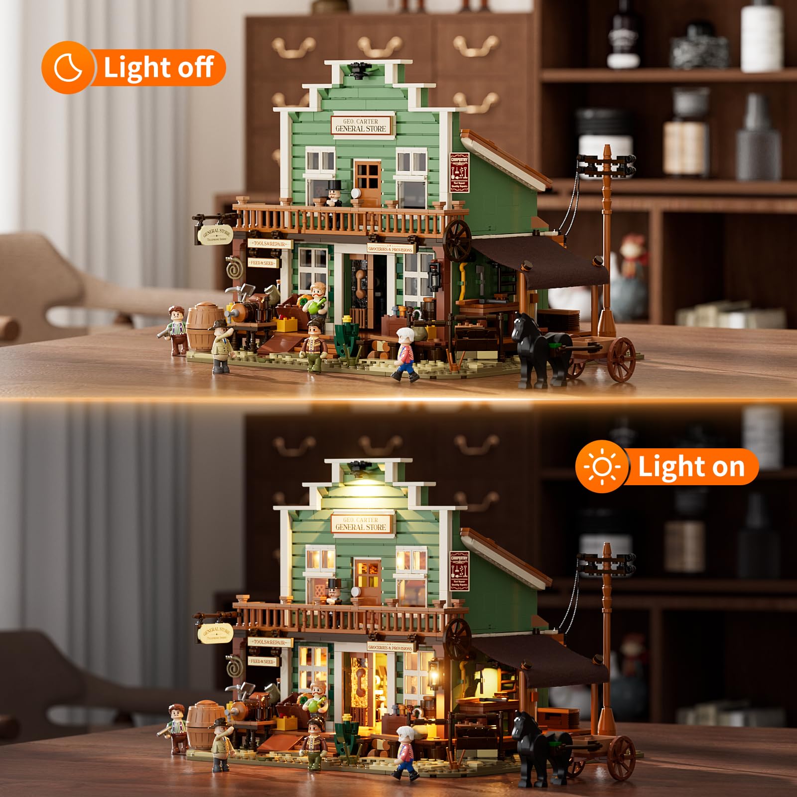 Amazon.com: FUNWHOLE Western General Store Lighting Building