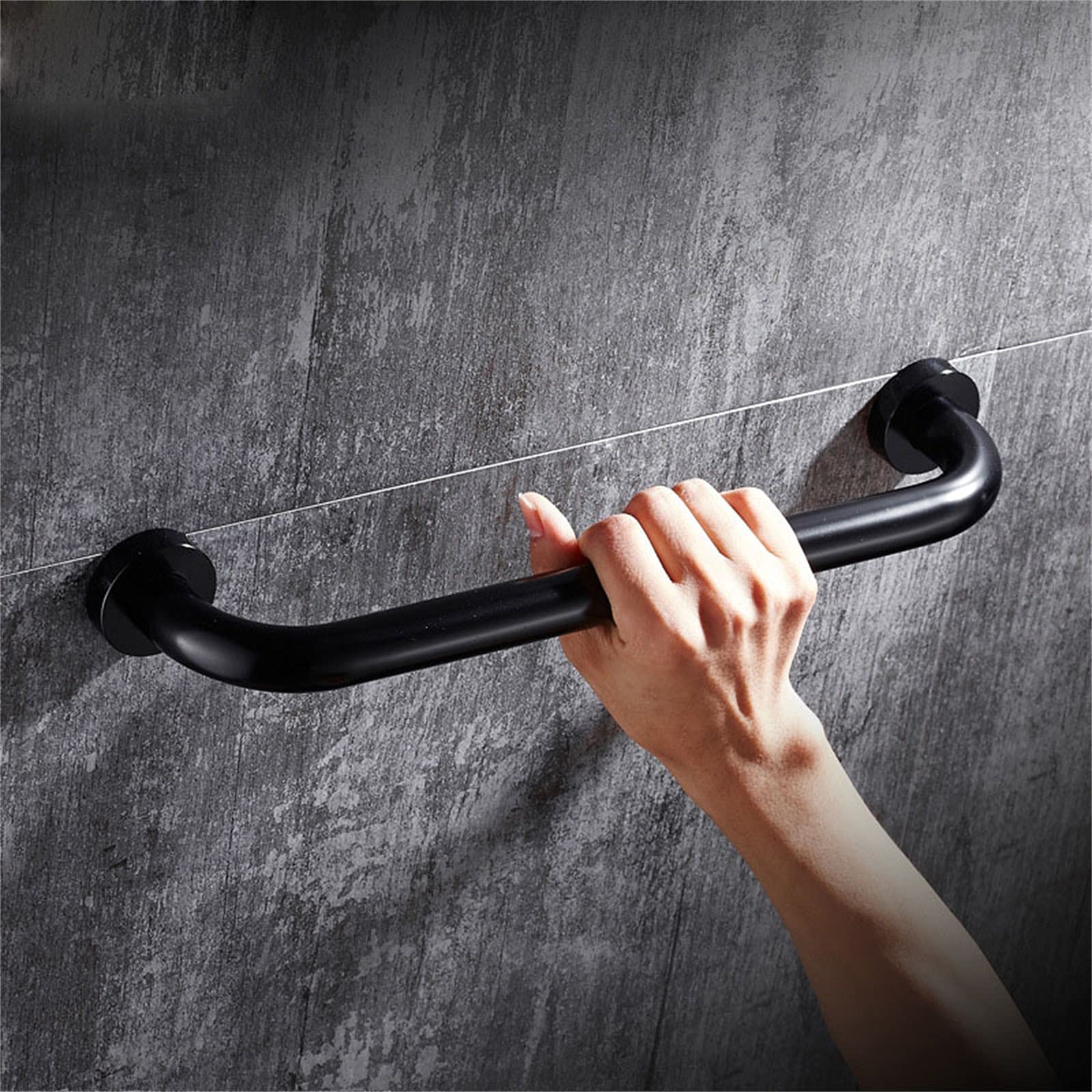 Poignées de sécurité de Douche, poignée de Baignoire, Main Courante de sécurité, Barre d'appui de Douche, poignée de Montage Mural dissimulée, poignée de Toilette Noire (B 40 cm) (B 40