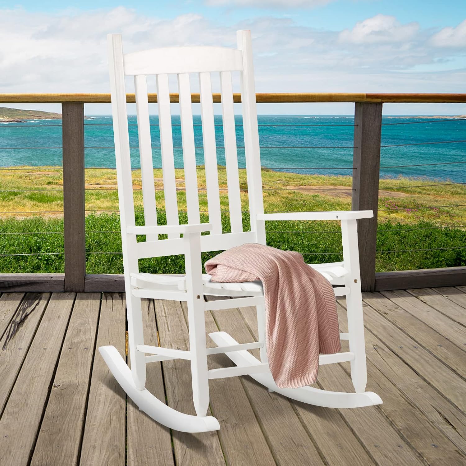 Amazon.com : HKLGorg Wooden Outdoor Rocking Chair, Patio Porch Rocking ...