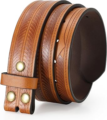 TRIWORKS Western Belts for Men without Buckle Cowboy Cowgirl Leather Belts Strap for Jeans