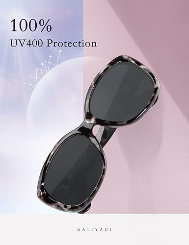 Miniatura 3 de KALIYADI Gafas de sol cuadradas elegantes para mujer, marco envolvente con protección UV