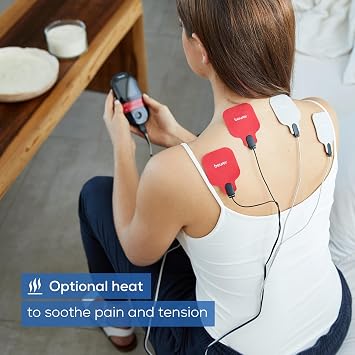 Beurer EM59 Digital TENS/EMS Device with Heat, 4-in-1 stimulation device for pain therapy, muscle stimulation, massage and heat therapy, 4 electrodes, 70 programmes, 50 intensity levels