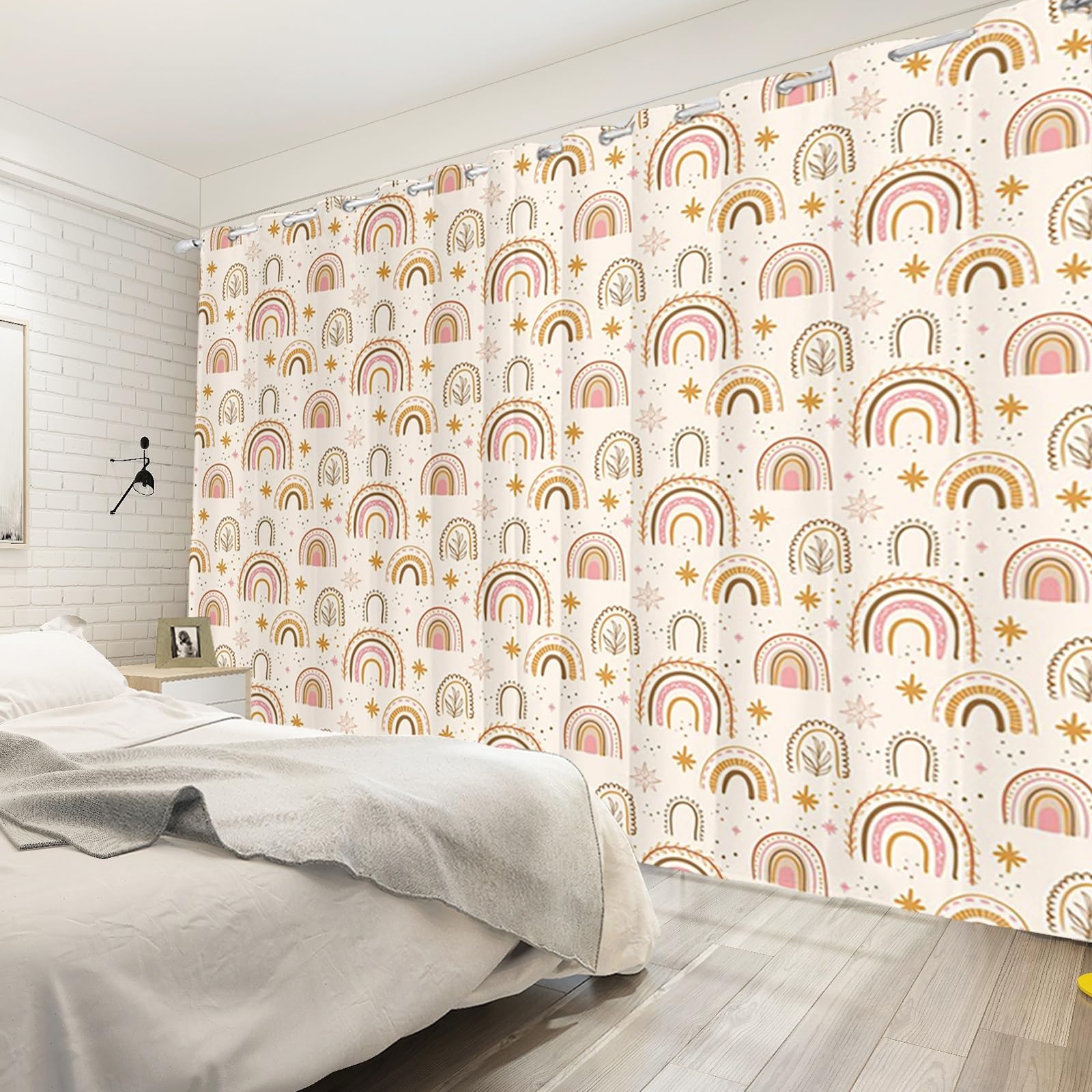 135x245cm Rideau occultant Arc-en-Ciel pour Chambre d'enfant Style bohème Étoile Coloré Ciel Fantastique Œillet Rideaux pour fenêtres Bébés Filles Salle de Jeux Salon,2 Panneau