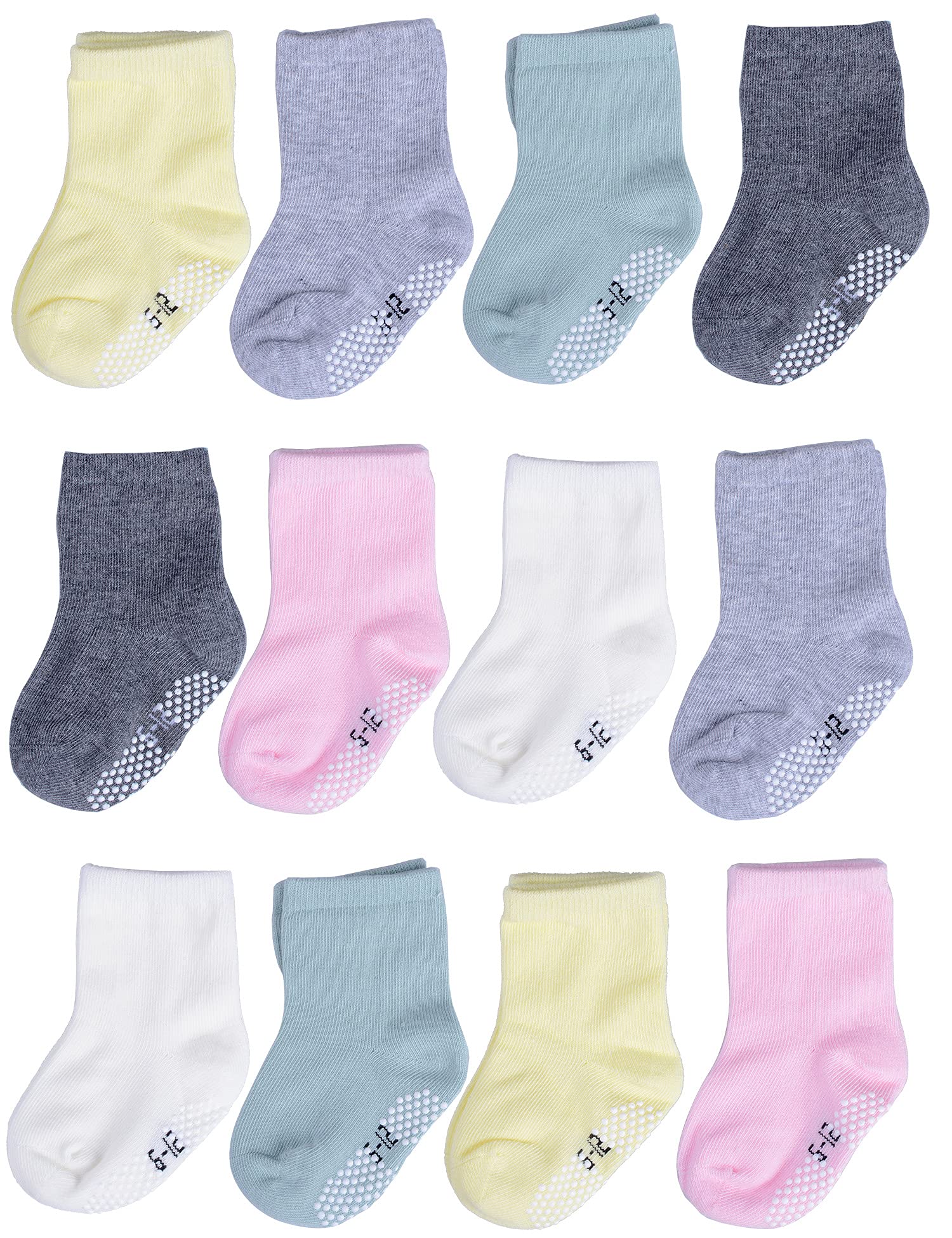 T.H.L.SUnisex Baby Socks Seamless Non Slip Grip Anti Skid Cotton Crew Socks for Girls Boys Toddler Kids