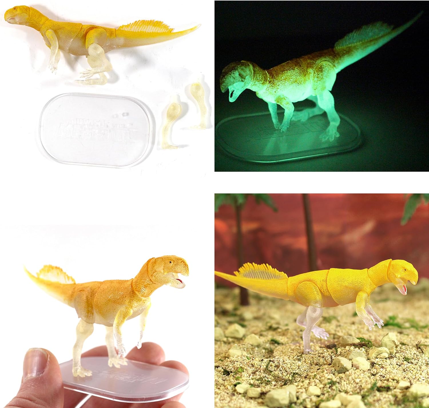 Beasts of The Mesozoic: Glow-in-The-Dark Dinosaur 3-Pack - 4" Velociraptor, Protoceratops & Psittacosaurus - 1/18th Scale Action Figures, Collectible
