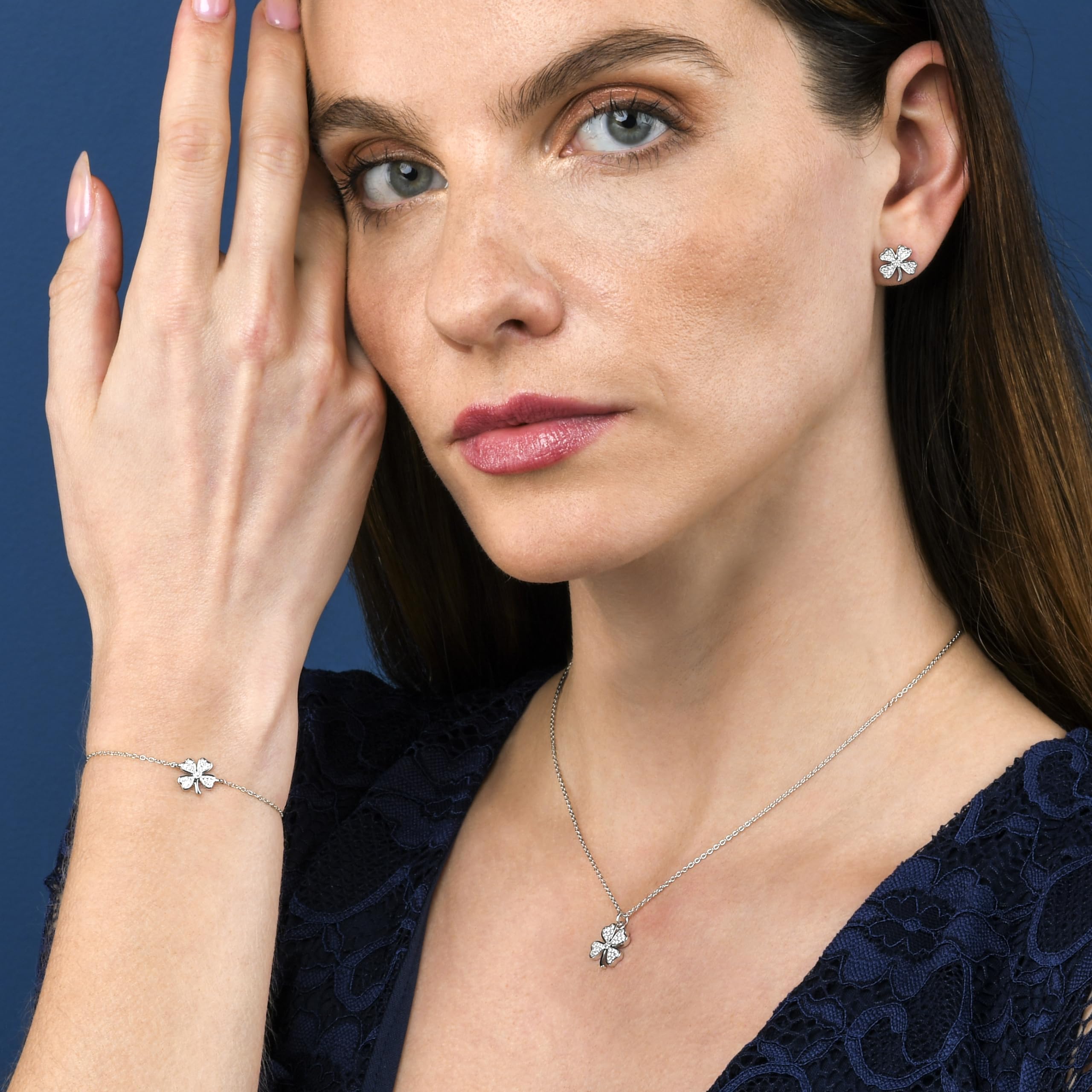 Diamond Treats Bracciale da donna in argento 925 con quadrifoglio a 4 foglie, bracciale a quadrifoglio per donna e ragazza, bracciale da donna argento, oro giallo o oro rosa