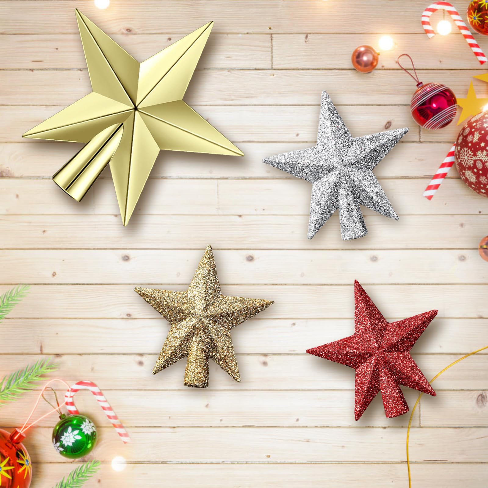AWCIGG Puntale Albero Natale Oro Stella per Punta Albero di Natale 20