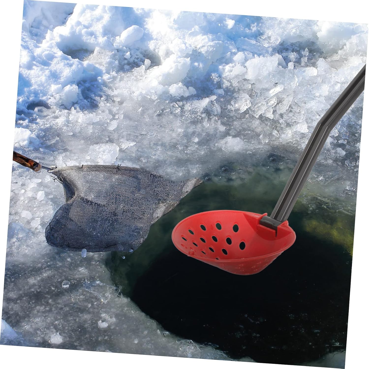 2pcs Ice Fishing Scoop Ergonomic Ice Fishing Skimmer Foldable Design Material Winter Outdoor Activities