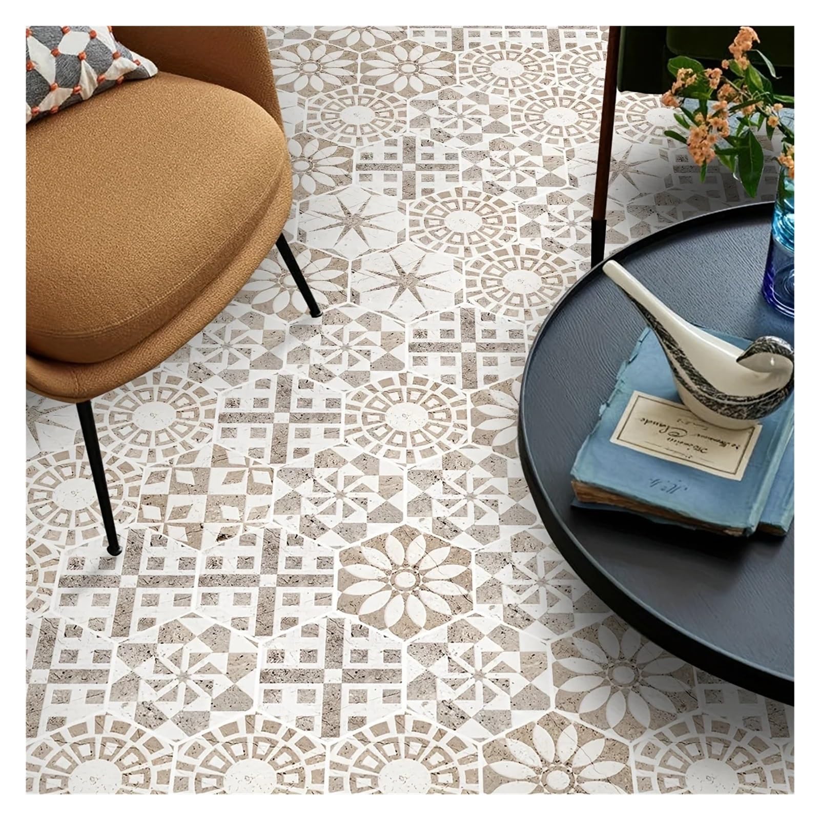 Carreaux muraux autocollants : lot de 11 stickers hexagonaux multicolores antidérapants Color3