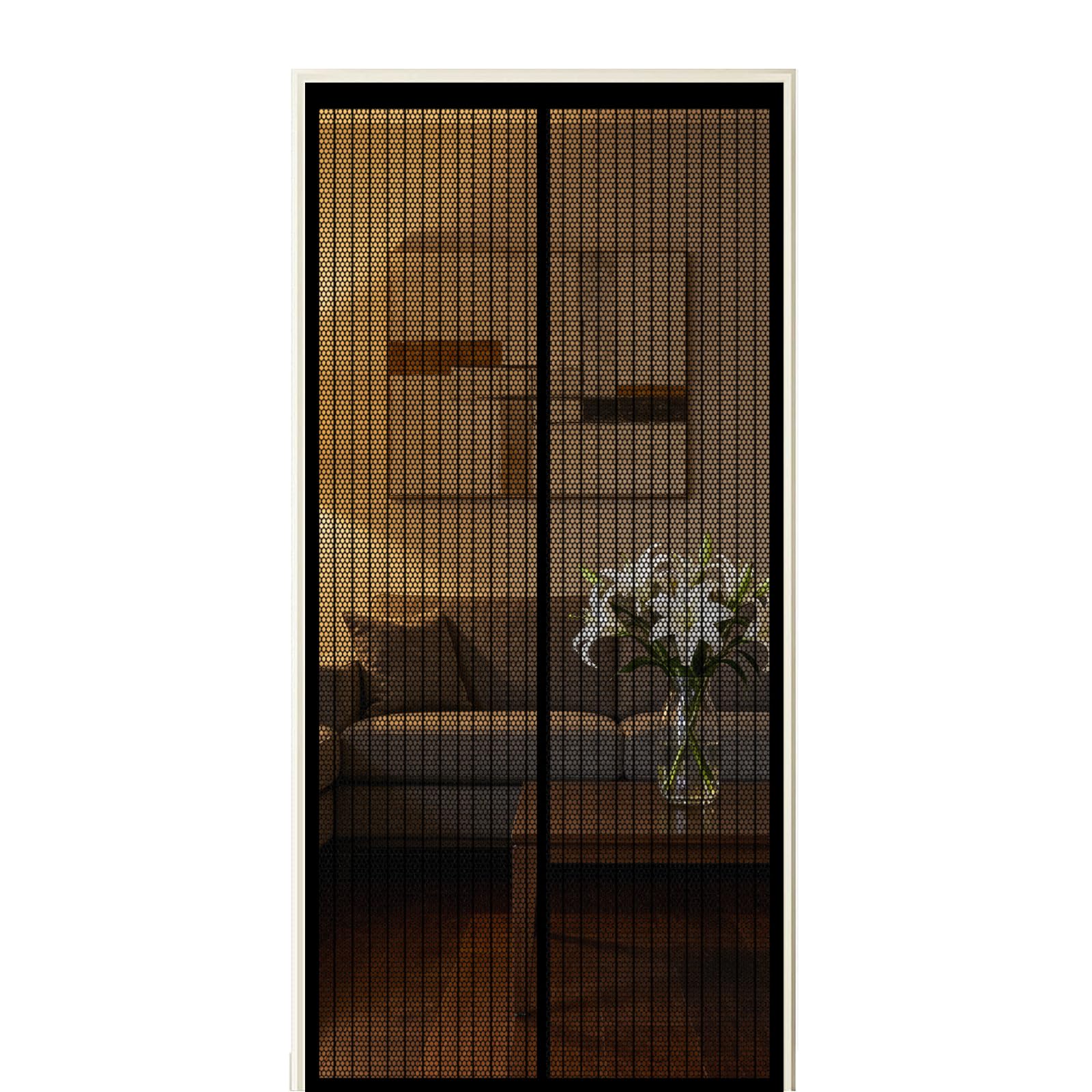 Xuehmin Black Fly Screen Door 155 X 180 Cm Self Sealing Powerful Magnets Patio Curtain Insect Mesh With Powerful Magnets & Full Frame Magic Tape Suitable For Patio Doors Balcony Bedroom,