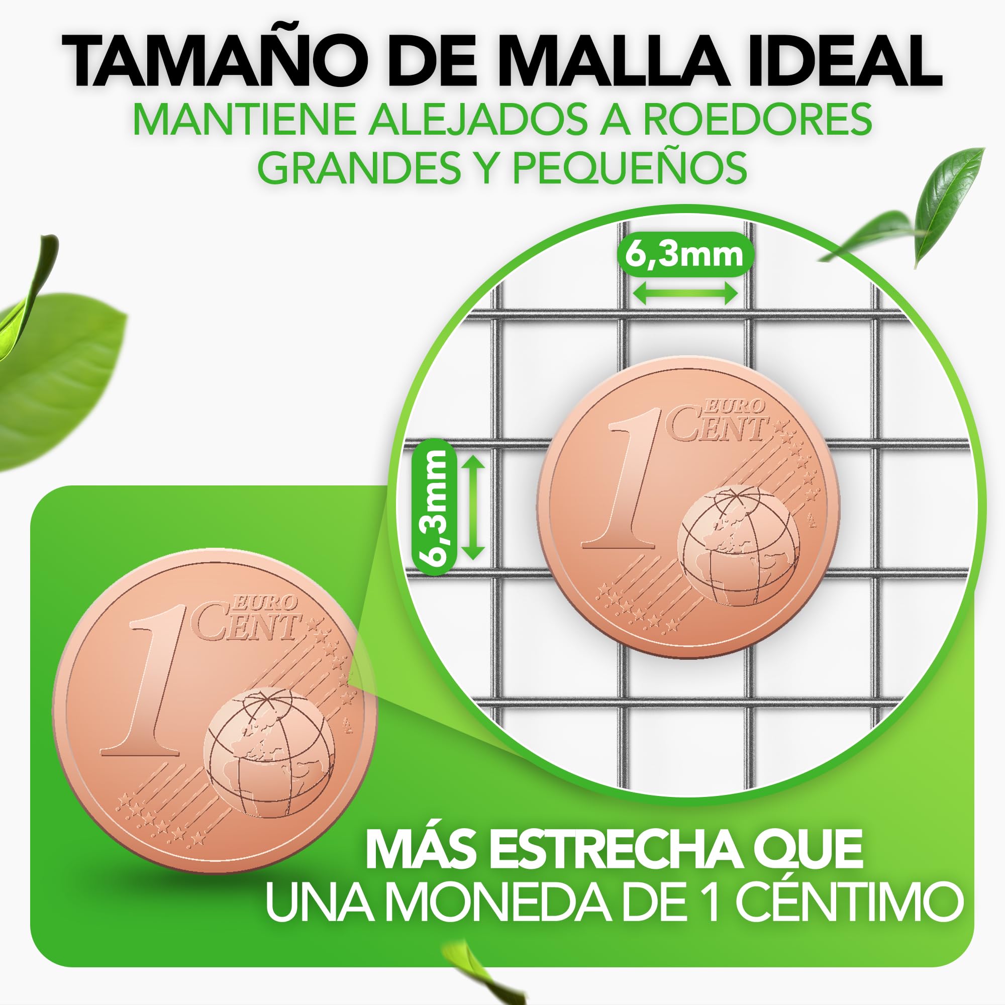 LAINFELD Rejilla de Alambre de Malla Fina | 5 x 1 Metro | Rejilla para roedores para bancales Altos con Malla de 6,3 mm | Alambre para Conejos para aviarios