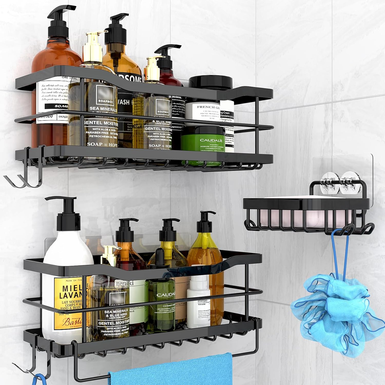 Gobikey Shower Caddy Shelf Storage Bathroom Organiser Shelves No Drill