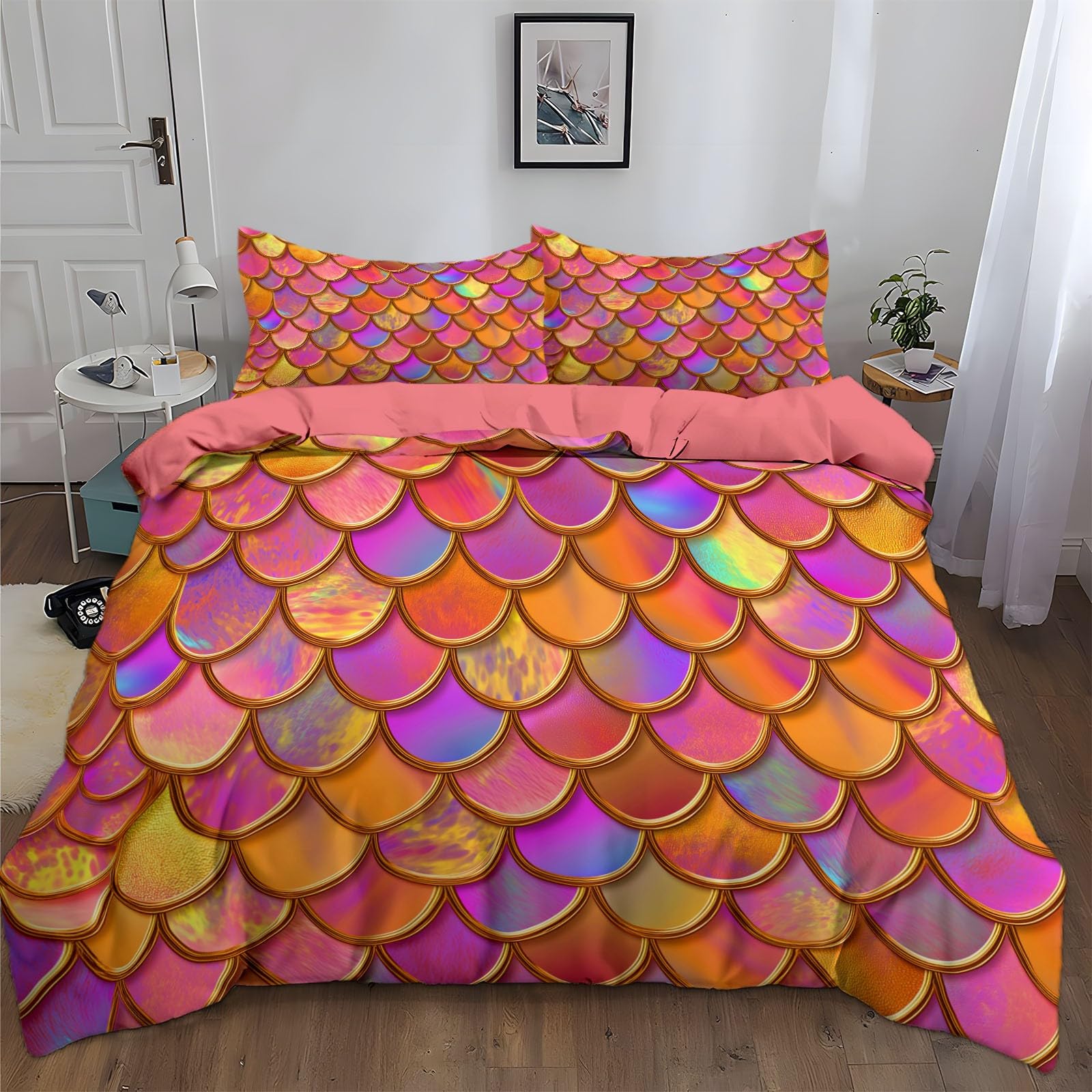Parure de lit 2 personnes avec housse de couette 220x240 cm et taies