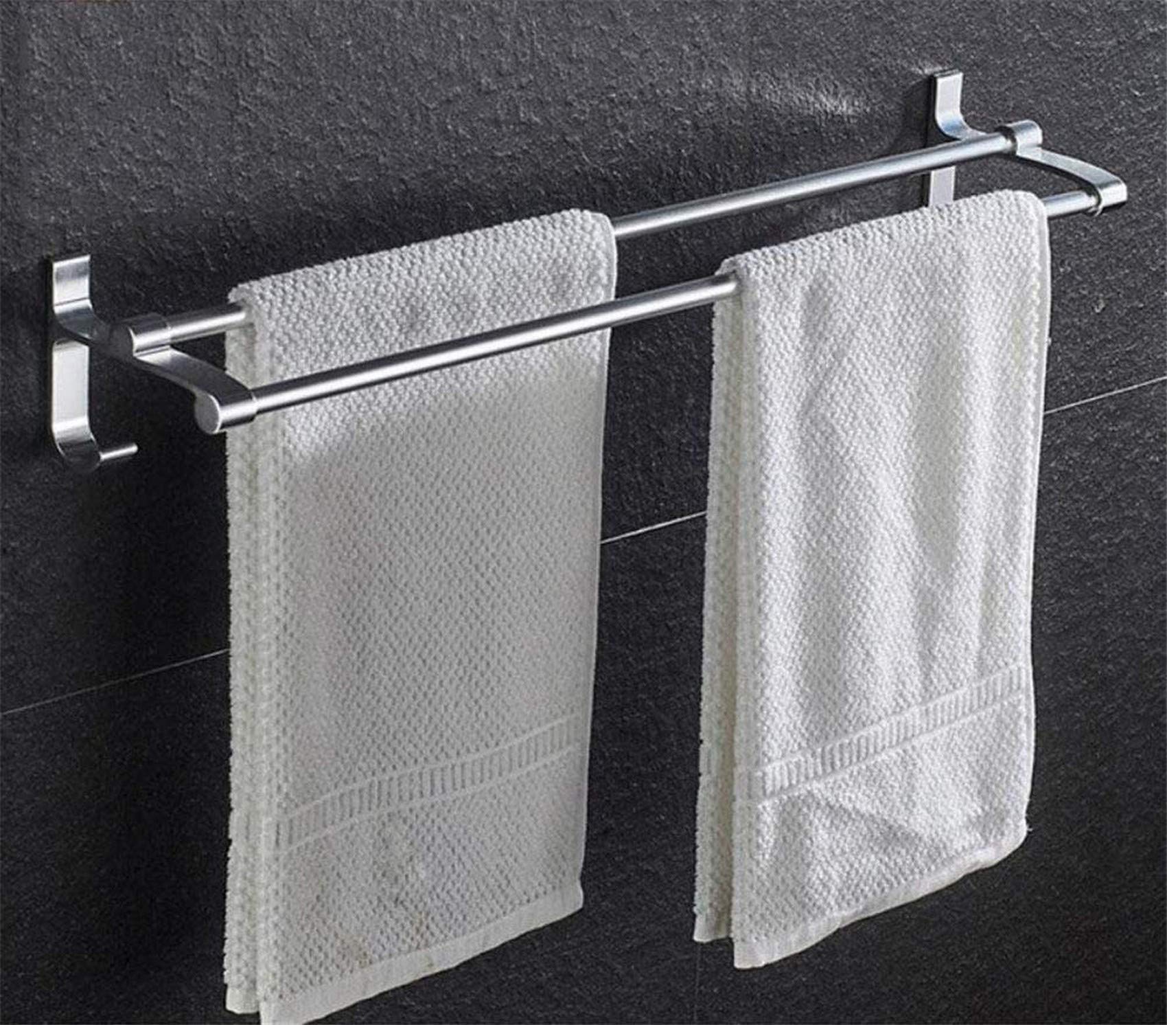 FGXHHS Bathroom Punch-free Towel rack,Space aluminum Thicken rail,Kitchen hanging rod,Super load-bearing Anti-rust towel bar -D 60cm(24inch)