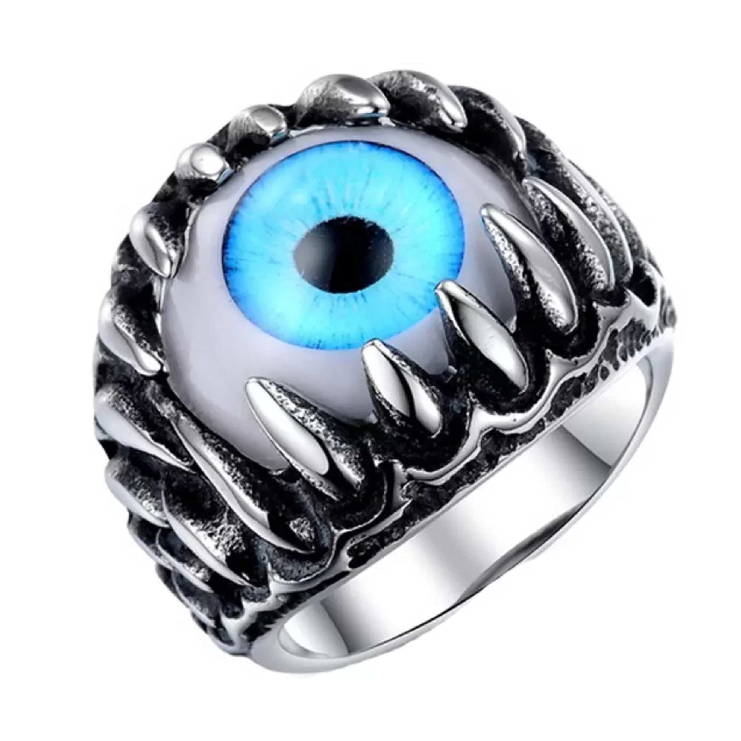 Stylish Men's Silver Ring For Boys Stainless Steel Evil Eyes Silver Finger Ring For Men Girls-image-23