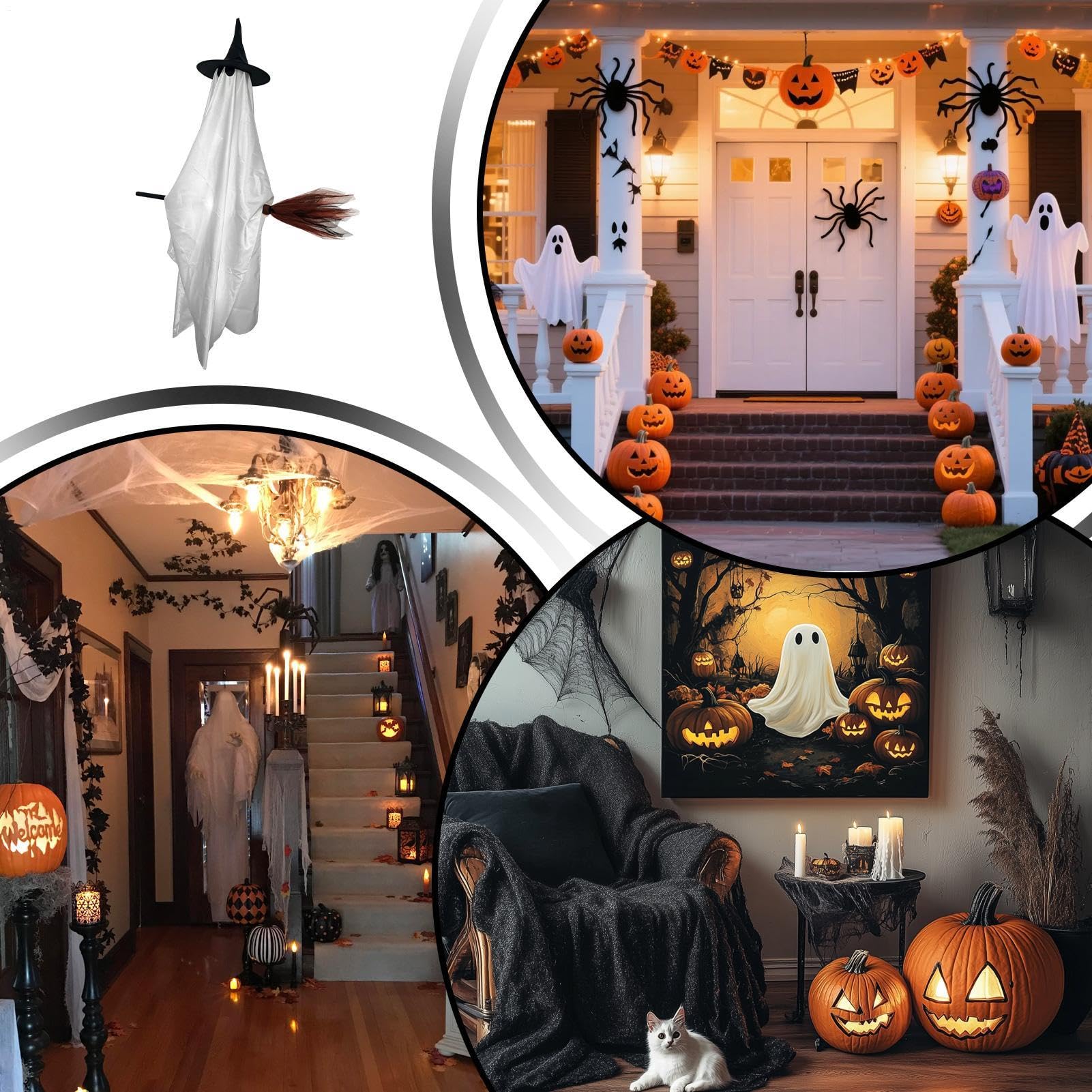 Latająca dekoracja na Halloween, oświetlony straszny rekwizyt, praktyczna pomoc na imprezę, funkcjonalne akcesoria świąteczne, dekoracyjne akcesoria zewnętrzne, na podwórko, patio, podwórko, werandę