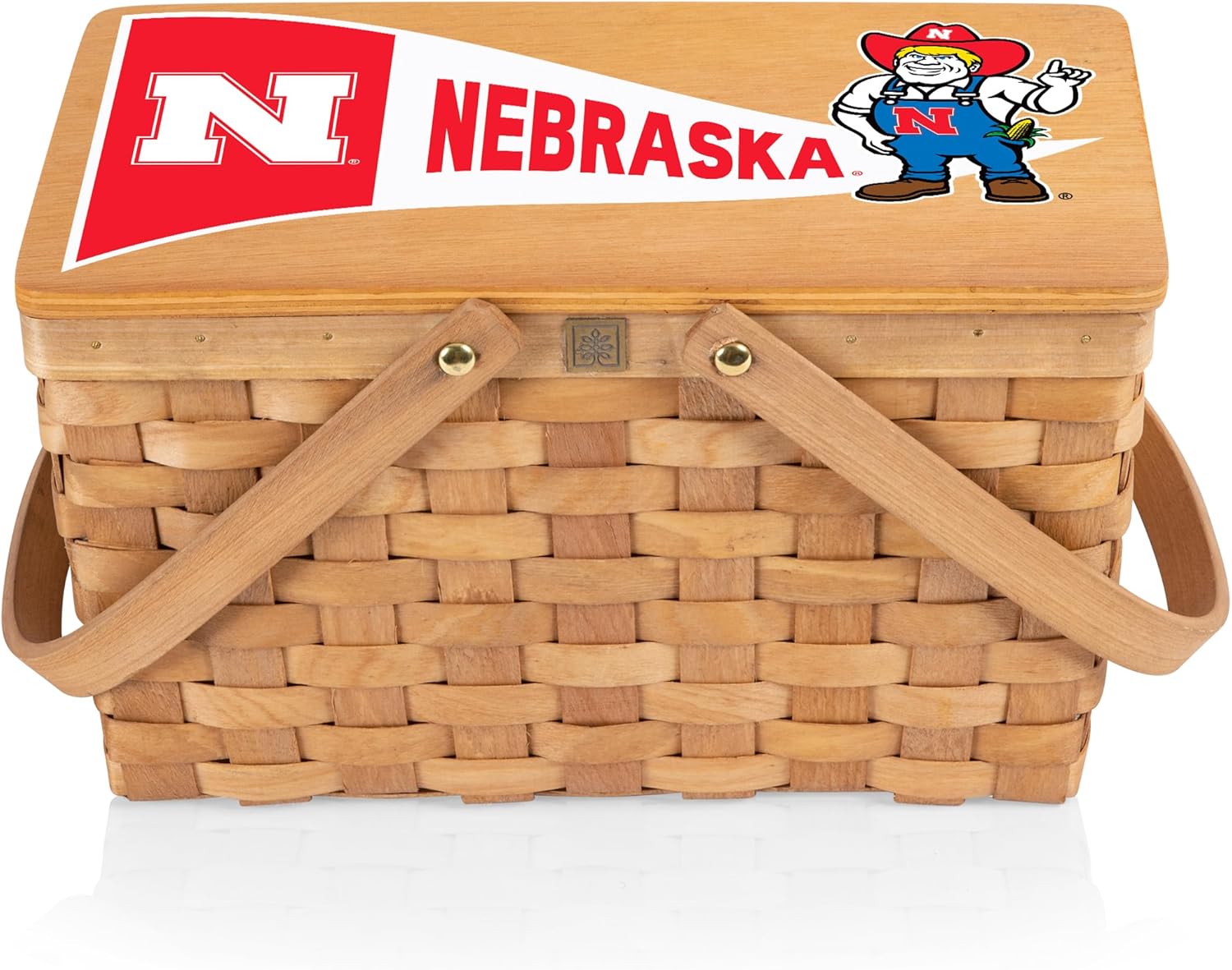 PICNIC TIME NCAA Nebraska Cornhuskers Poppy Personal Picnic Basket, Insulated Lunch Bag, Retro Lunch Box, (Beige)