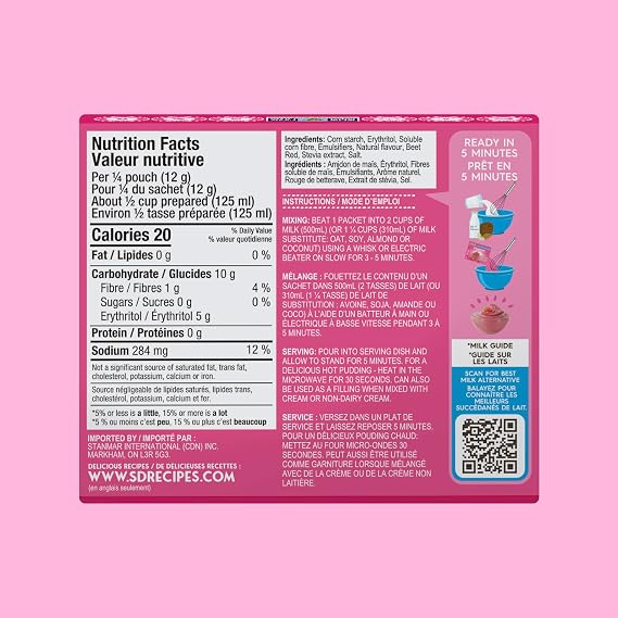 Simply Delish Instant Strawberry Pudding Mix - Plant Based Guilt Free Desserts - All Natural, Sugar Free, Non GMO, Gluten Free, Fat Free, Vegan, Keto Friendly - 1.7 Ounce (Pack of 6)