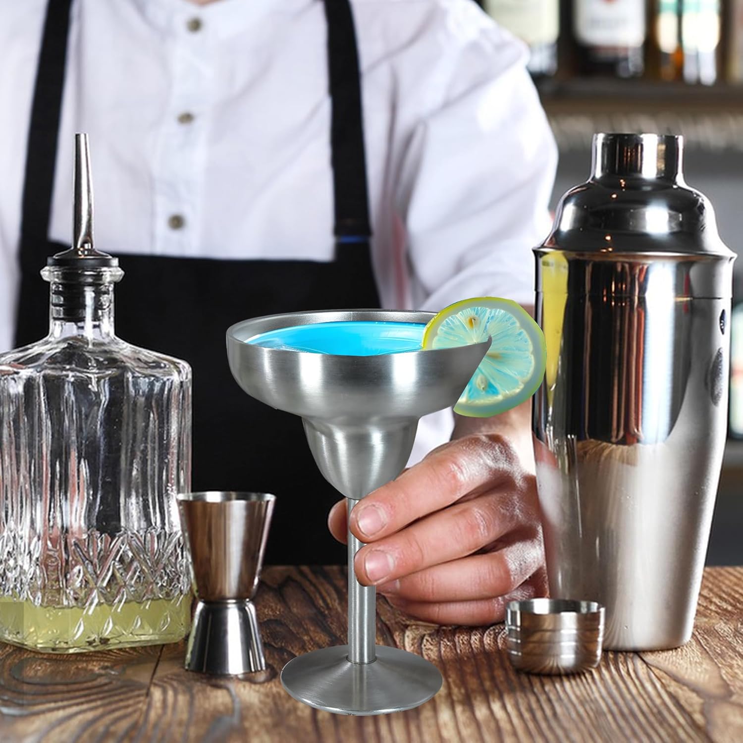 AGH Stainless Steel Margarita Tumbler with Lid, 10oz Insulated Martini Glasses, Double Wall Insulated Cocktail Tumbler Wine Glasses for Party, Vacation, Picnic, Pool, Beach Patio (1, Stainless Steel) - Image 3