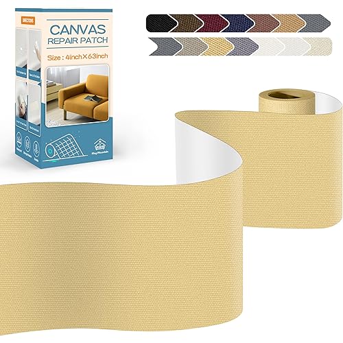 KING MOUNTAIN Canvas Repair Tape,Outdoor Gear Patch, 4×63 Inches,Waterproof,Self-Adhesive for Repairing Boat Covers,Sun Shades,Sofas,Tents,Lounge Chairs,Awnings (Beige-1)
