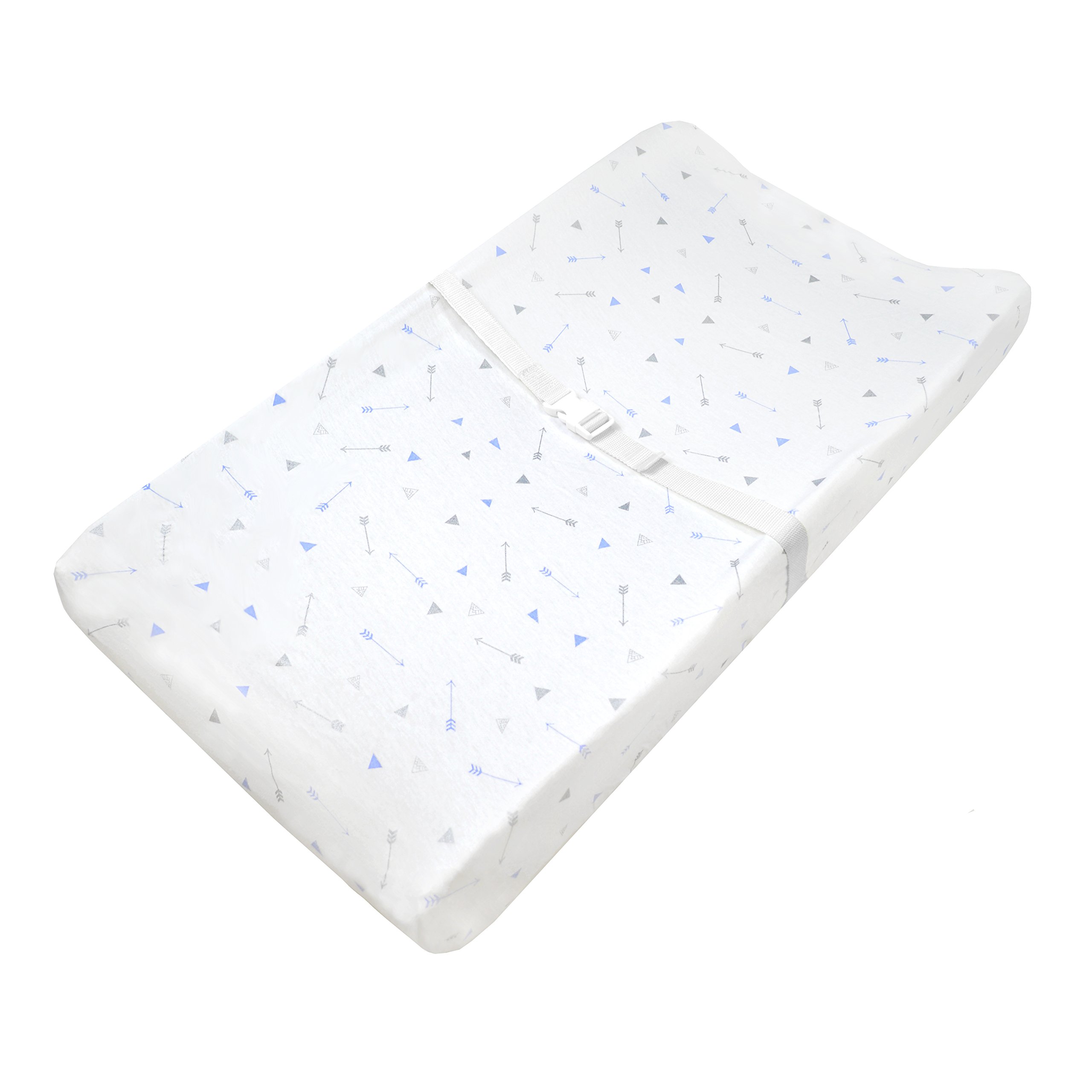 American Baby Company Printed 100% Cotton Jersey Knit Fitted Contoured Changing Table Pad Cover, Silver Blue Arrow-image-38
