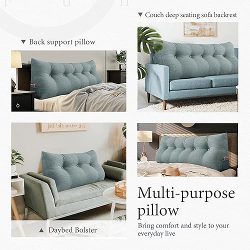 Miniatura 6 de Almohada de cuña para cabecero, almohada de lectura para respaldo cómodo, almohada triangular de lectura con bolsillo lateral, almohadas de respaldo