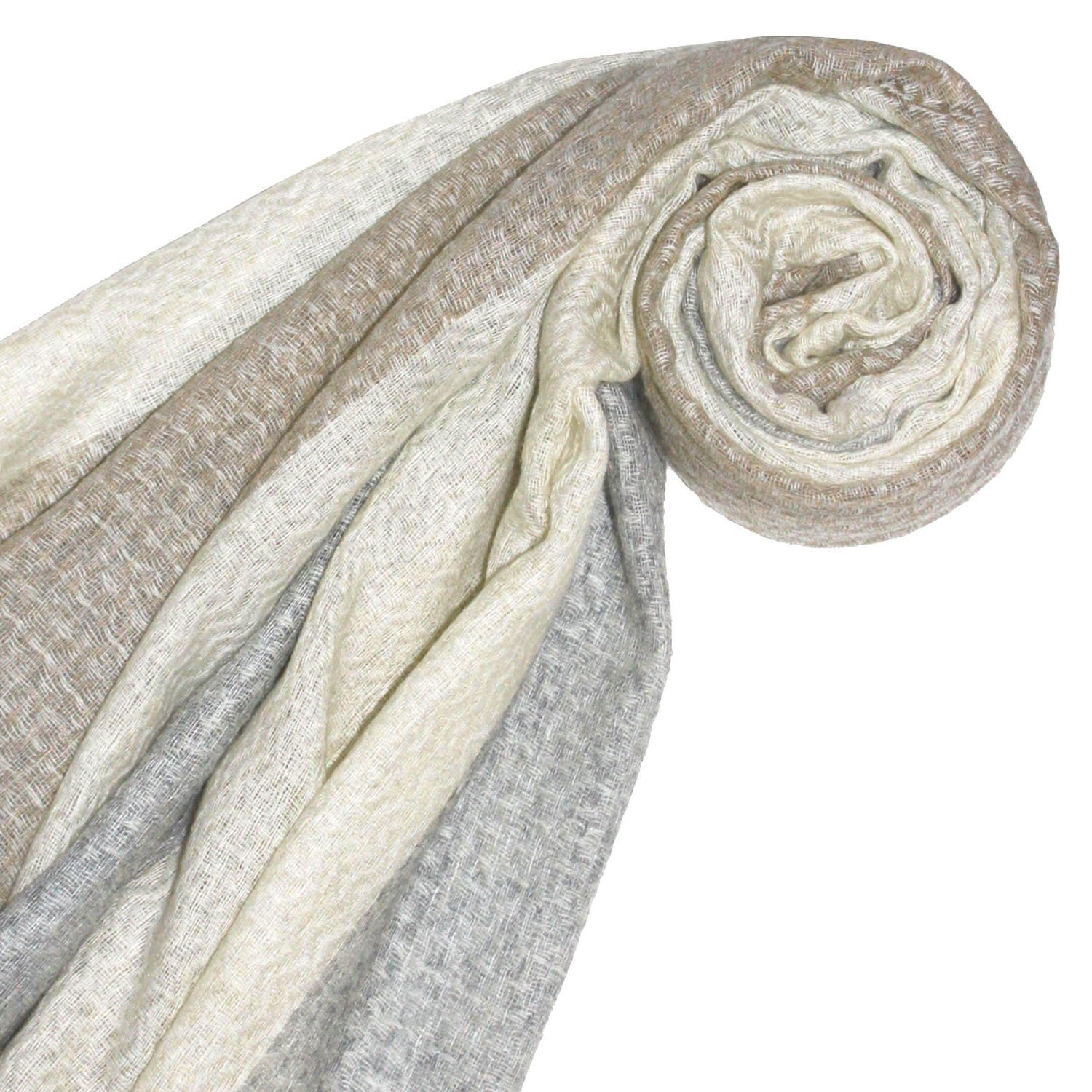 Lorenzo Cana Damski szal Pashmina 100% kaszmirowy chusta naturalne włókna 70 x 200 cm Wzorcowy-beżowy-jasnobrązowy